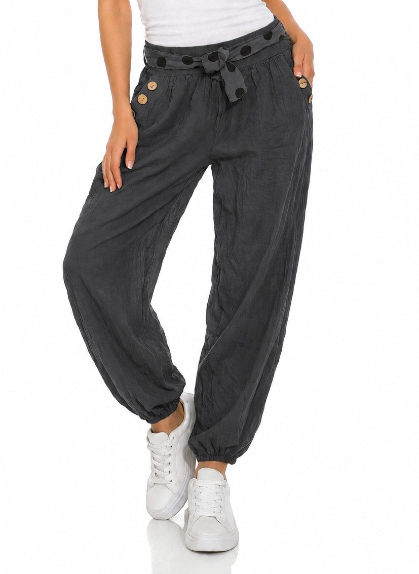 Mississhop Haremshose Leichte Baumwollhose einfarbige Hose Sommerhose Aladinhose M. 270 in Unifarbe