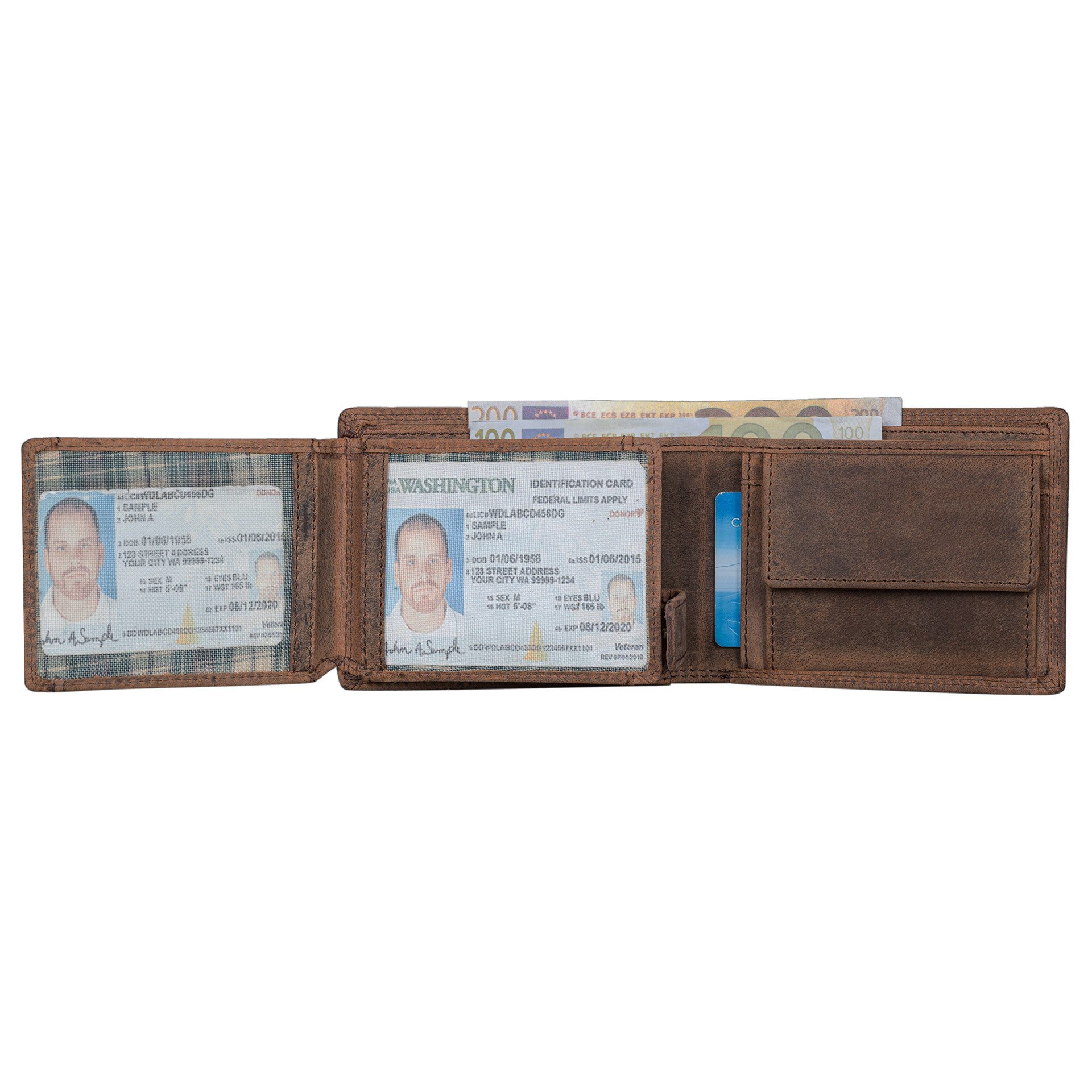 Benthill Geldbörse Herren Echt-Leder Geldbeutel RFID Großes Portemonnaie Männer Vintage, RFID-Schutz Kartenfächer Münzfach