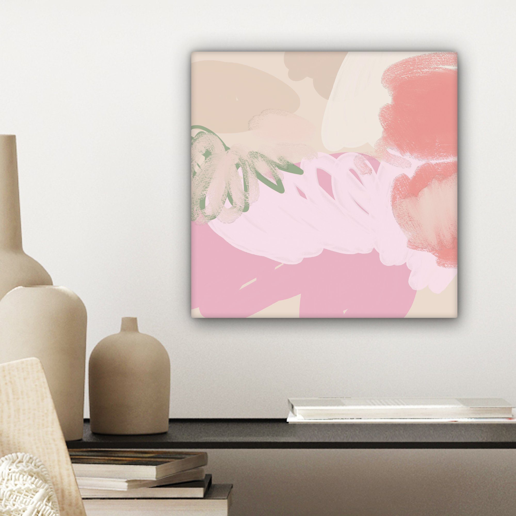 OneMillionCanvasses® Leinwandbild Rosa - Kunst Schlafzimmer, Leinwand für Modern, - St), cm Bilder (1 Wohnzimmer Abstrakt 20x20 