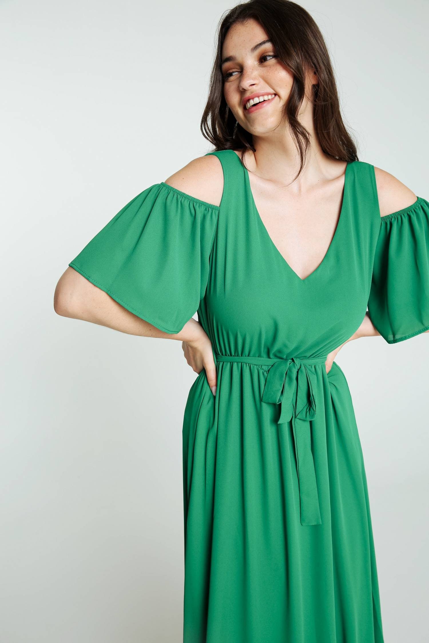 Langes, Schulterfreies Und Kleid Unifarbenes Etuikleid grün Cassis