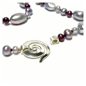 Edelschmiede925 Perlenkette Perlenkette violett lila Naturform Perle Silberschließe 925 Silber