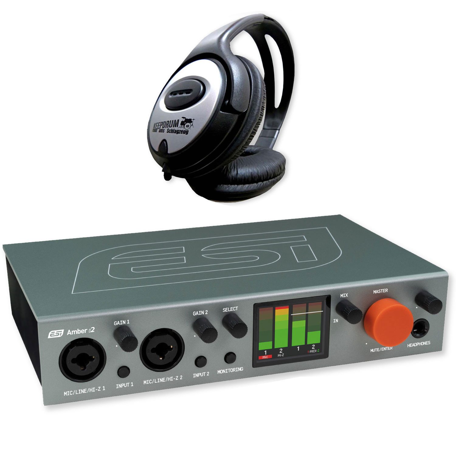 ESI Audio ESI USB Audio-Interface Amber i2 mit Kopfhörer Digitales Aufnahmegerät (Vorteils-Set mit Kopfhörer)