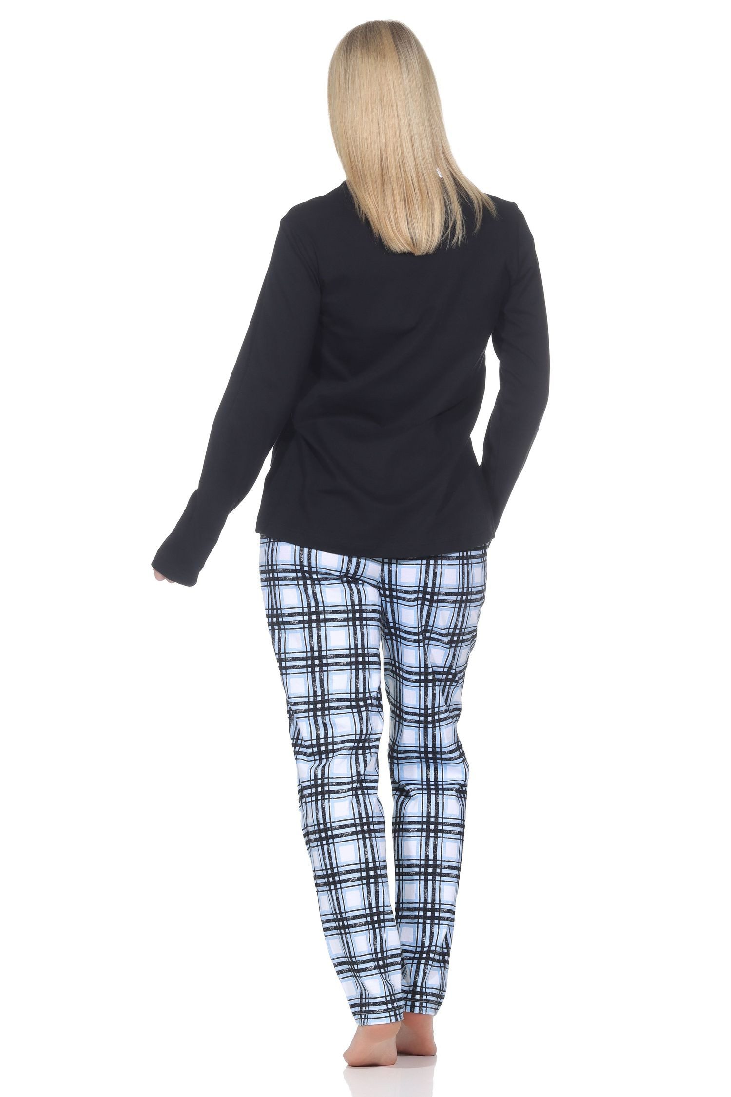 Normann Pyjama Normann Damen Pyjama mit karierter Jersey Hose - auch in Übergrößen – Bild 4 von 5