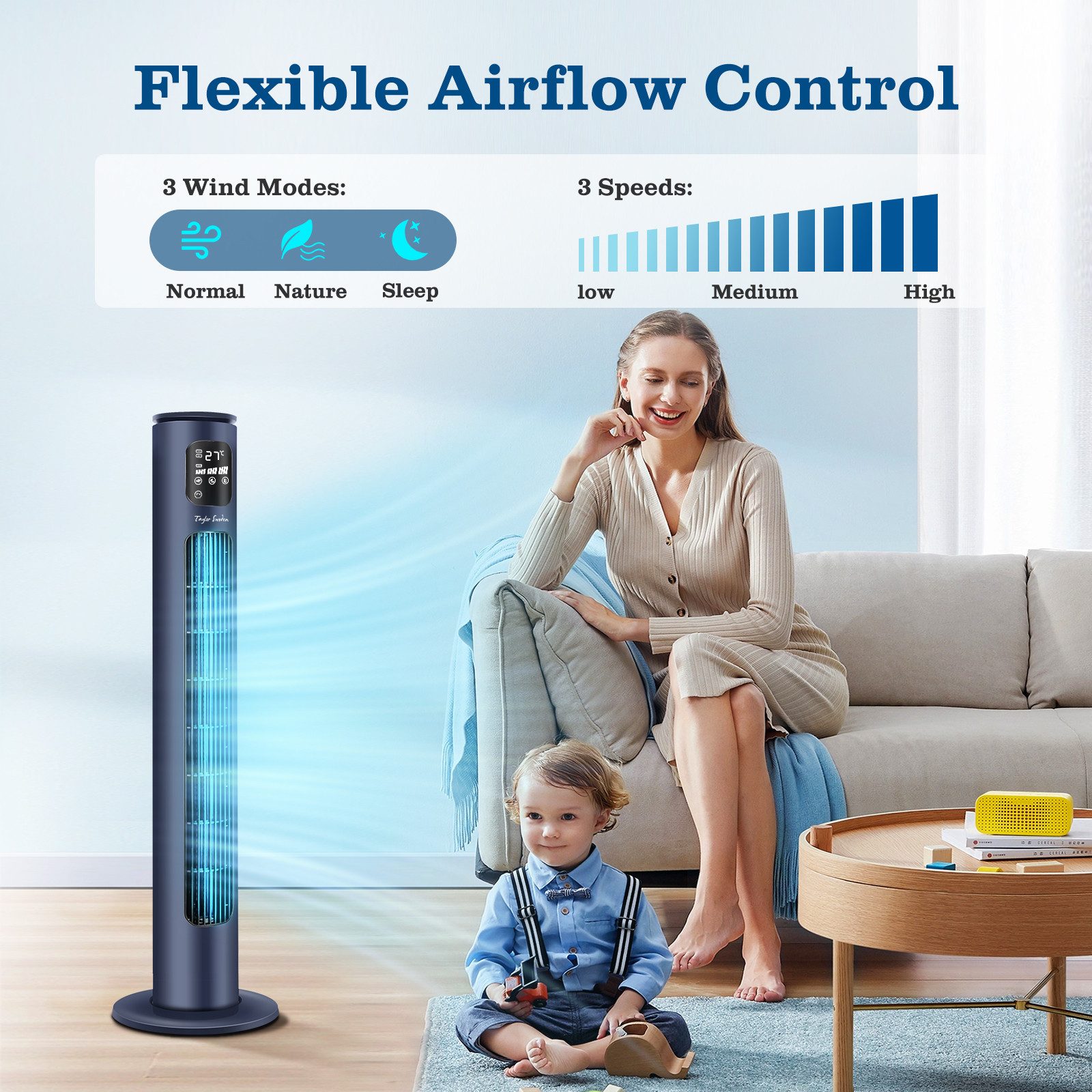 Taylor Swoden Turmventilator 97 cm, Leise günstig online kaufen