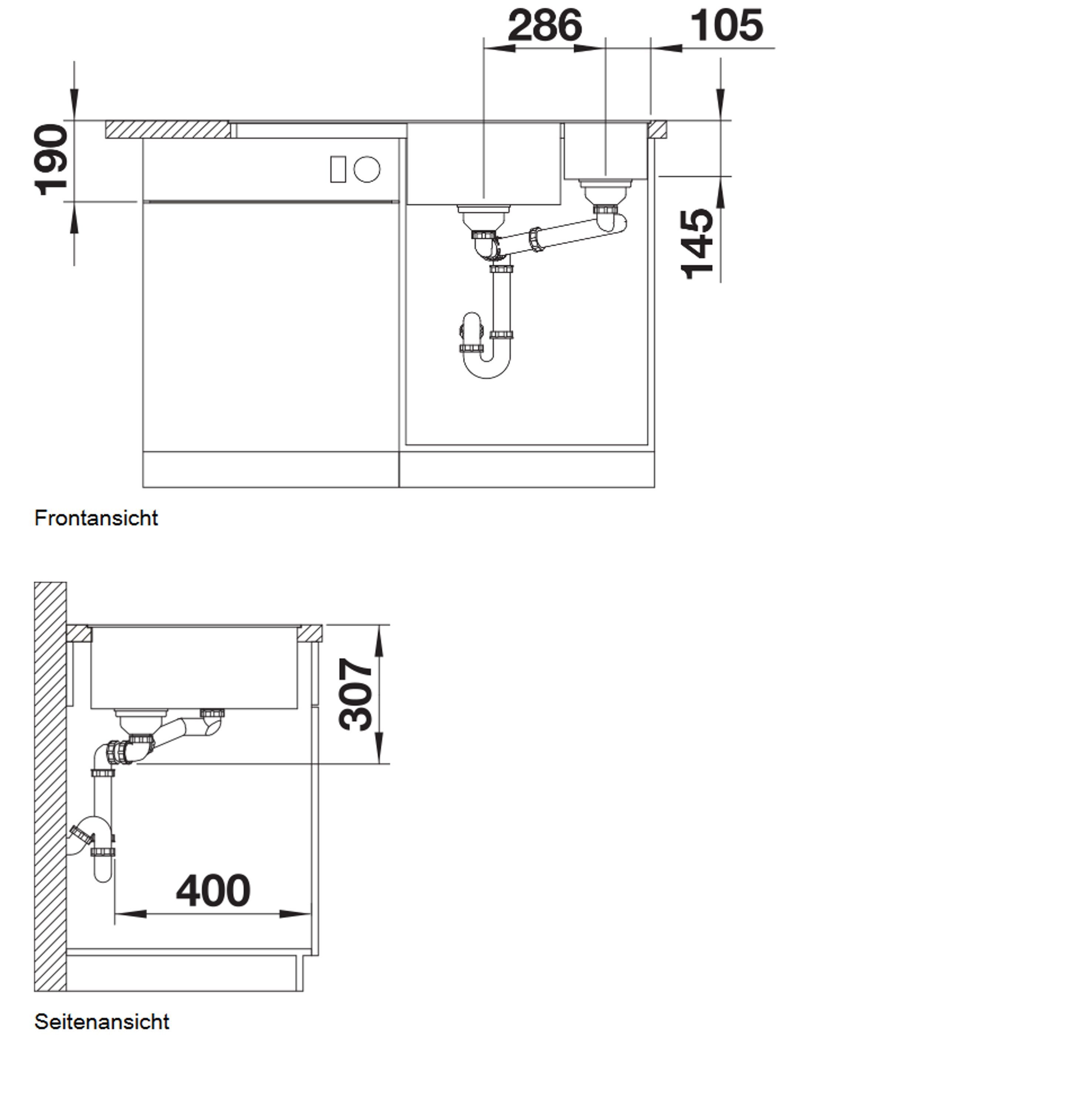 Blanco Küchenspüle 523 486, rechteckig, cm, ergonomische 99/19 Arbeitsabläufe Fließende