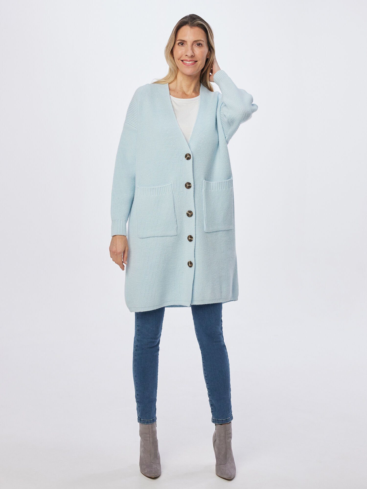 Accessoire Boutique Cardigan Strickjacke mit Knopfleiste und Eingrifftaschen
