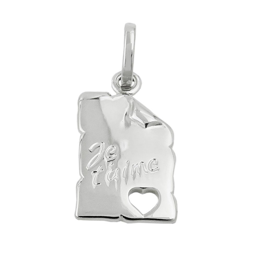 Kettenanhänger Anhänger, Herz mit Gravur Je t'aime, 925 Silber