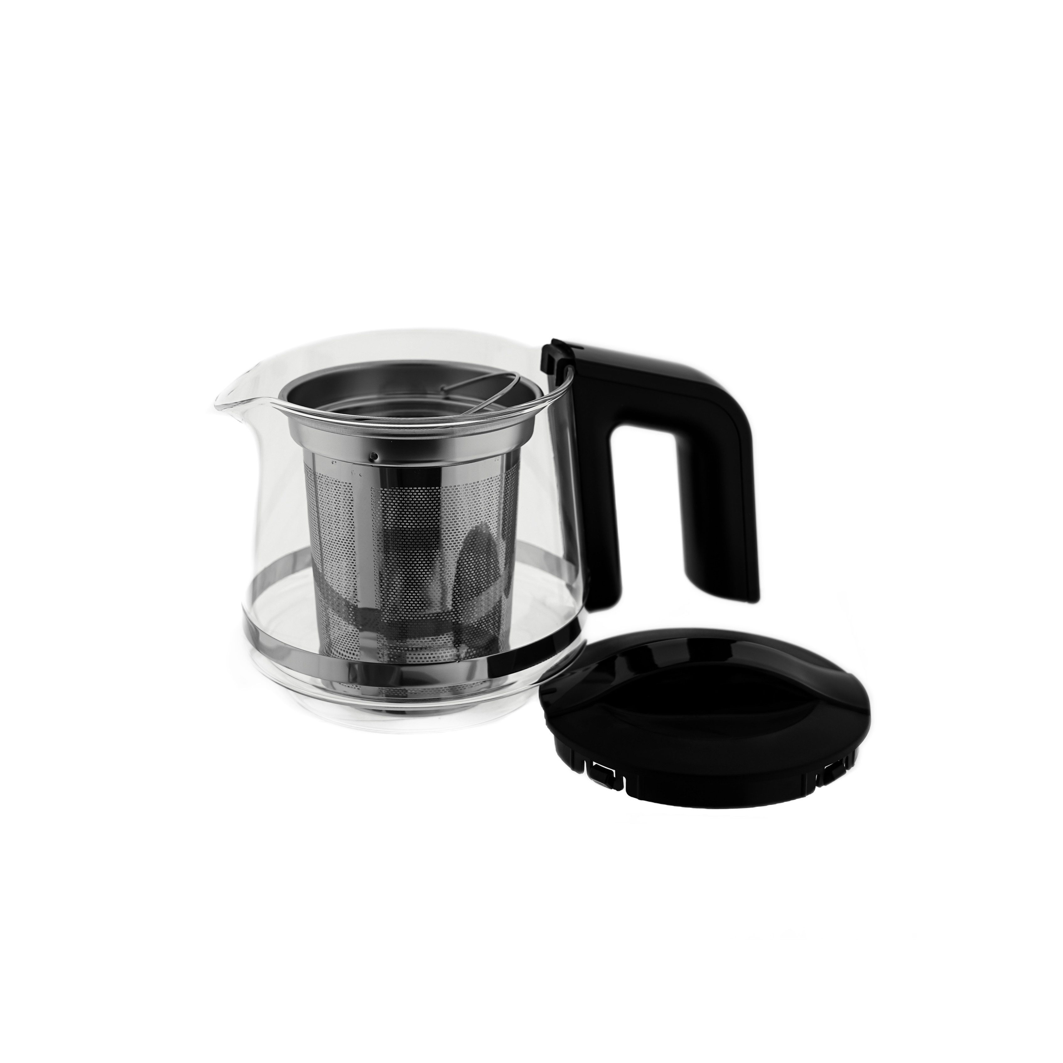 Mulex Wasser-/Teekocher Tee Express 2-in-1 aus Glas - 1L + 2L - Schwarz