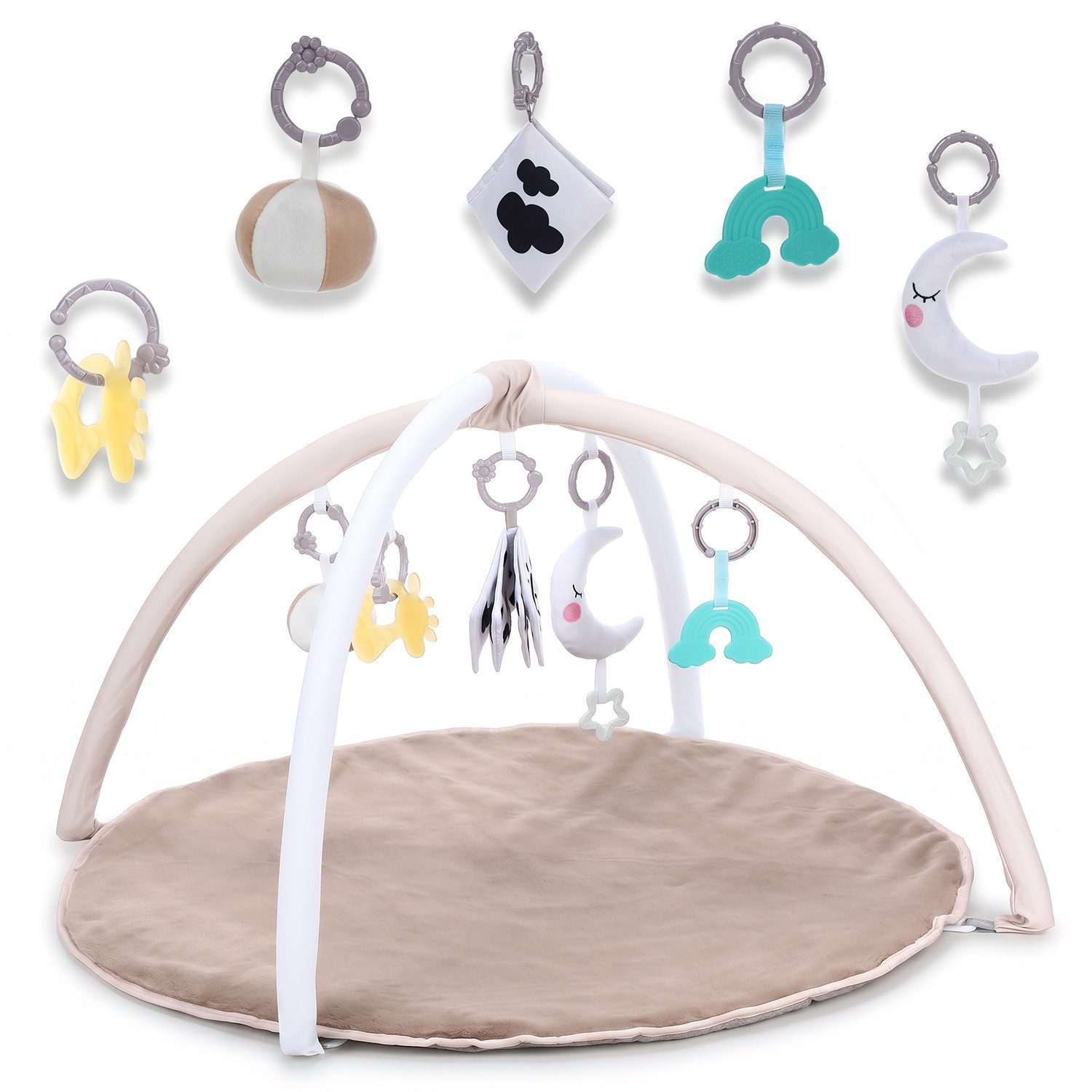 oyajia Spielbogen Baby-Spielmatte, Fitness, Krabbeldecke, Spielecke, 85 x 85 × 53 cm, (Geeignet für Neugeborene von 0–12 Monaten zur Wachstumserkundung), Faltbare Matte,Spielbogen für Babys Aktivitätsdecke