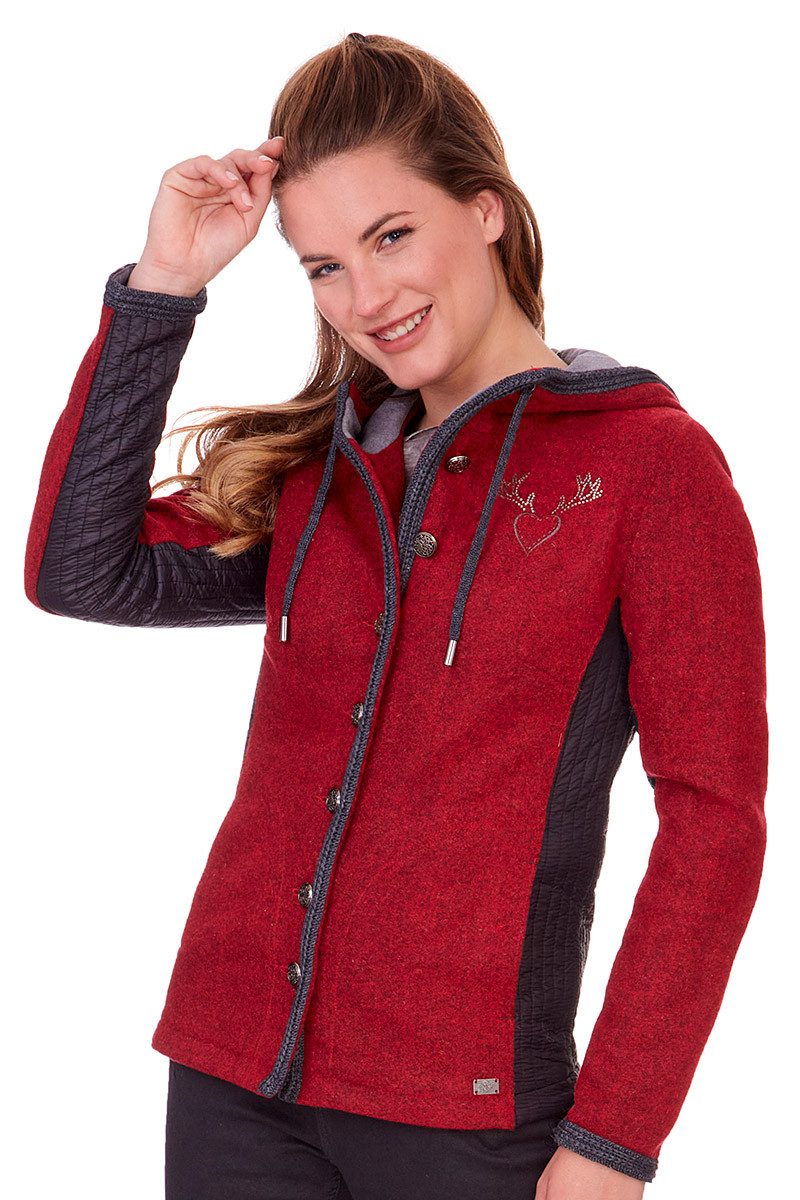 Outdoorjacke Walkjacke Damen - SABINE - rot/schwarz