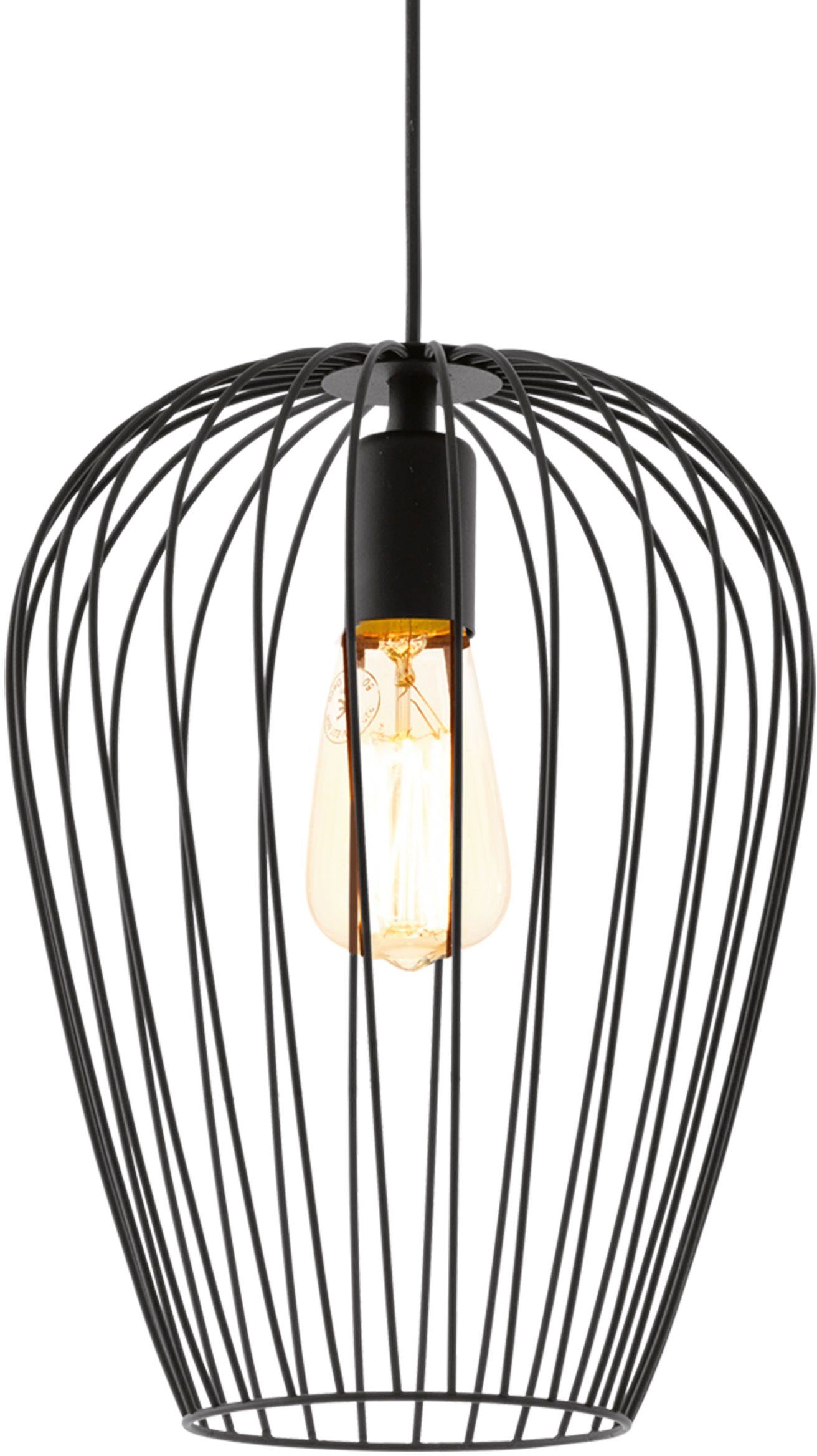 EGLO Hängeleuchte NEWTOWN Pendellampe, Stahl, E27, IP20, Vintage, Esszimmerlampe, Lampe, ohne Leuchtmittel, Vintage Pendelleuchte, Retro Hängelampe, Schwarz, E27, Ø: 27,5cm