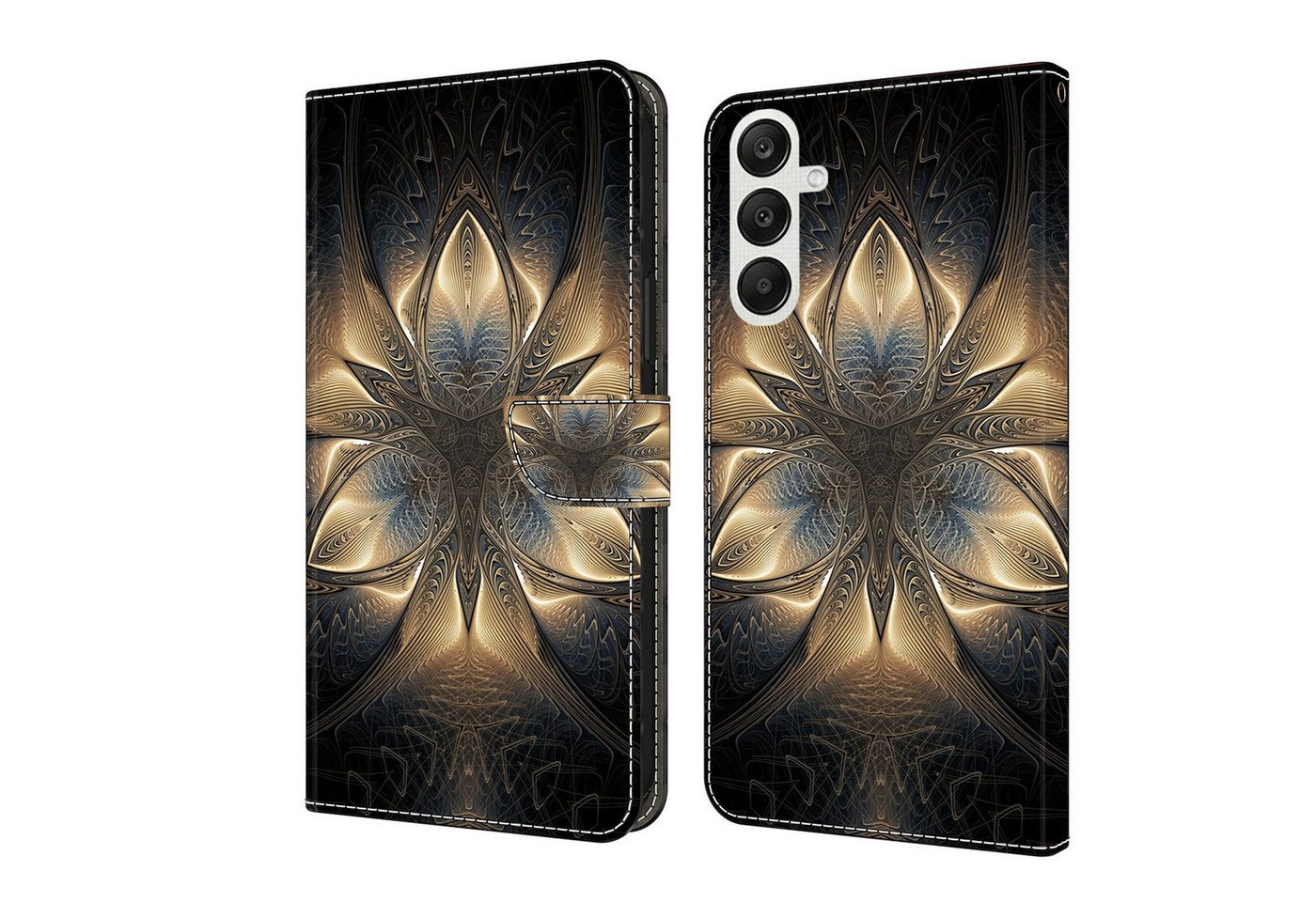 CLM-Tech Handytasche für Samsung Galaxy A57 5G Klapphülle aus PU Leder (goldener Ruhm, 1-tlg., Flip Case), Magnetverschluss, Standfunktion und Kartenfächer