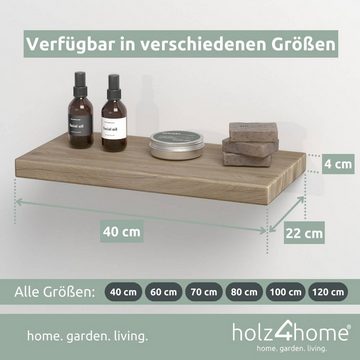 holz4home Wandregal Wandregal 40 cm ohne Baumkante hellgrau geölt von holz4home®