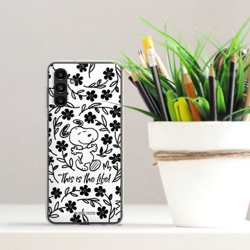 DeinDesign Handyhülle Peanuts Blumen Snoopy Snoopy Black and White This Is The Life, Samsung Galaxy A13 5G Silikon Hülle Bumper Case Handy Schutzhülle