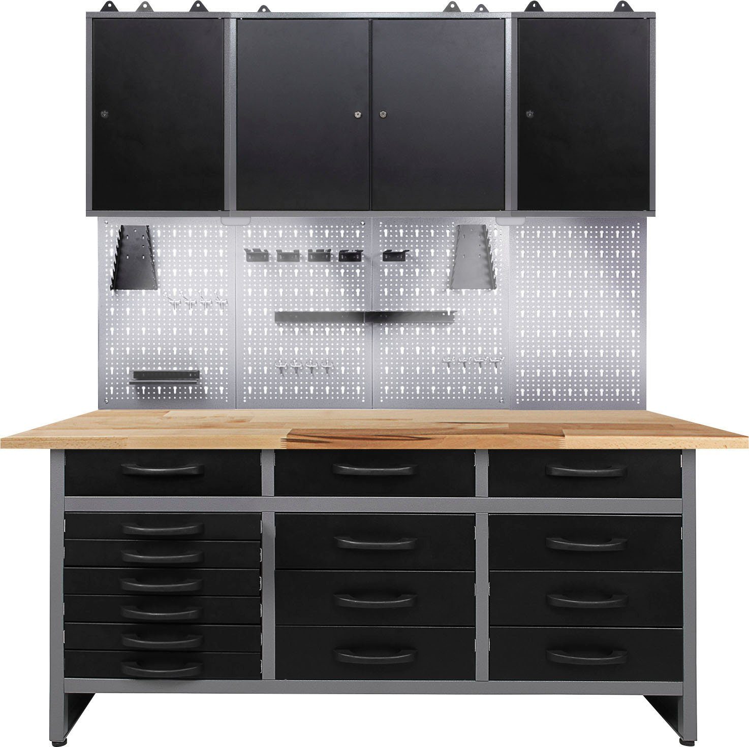 Ondis24 Werkstatt Set Konny 160 cm 3 Schränke LED Werkstatteinrichtung Werk günstig online kaufen