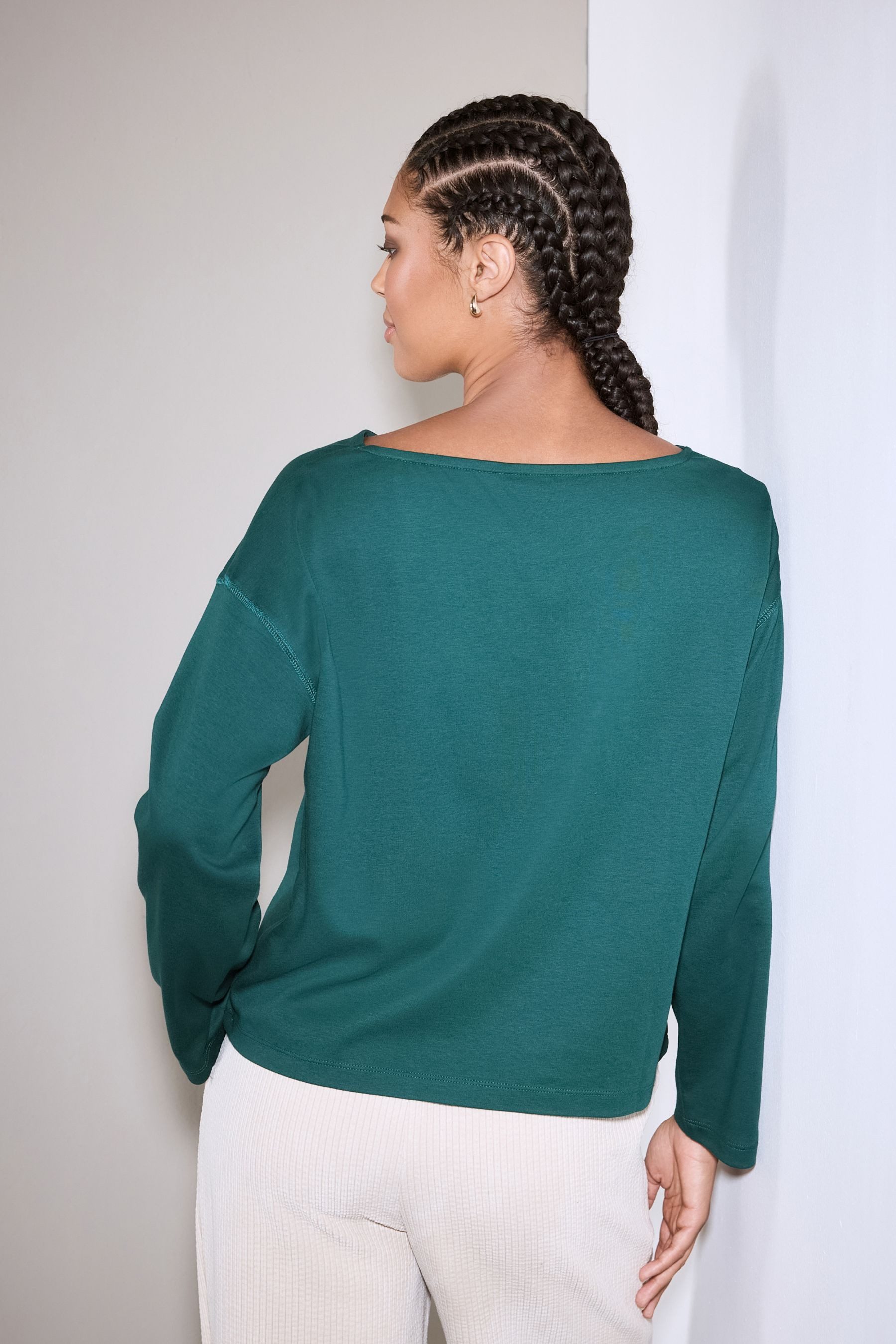 Next Blusenshirt Oberteil mit U-Boot-Ausschnitt und Weihnachtsbaum (1-tlg)