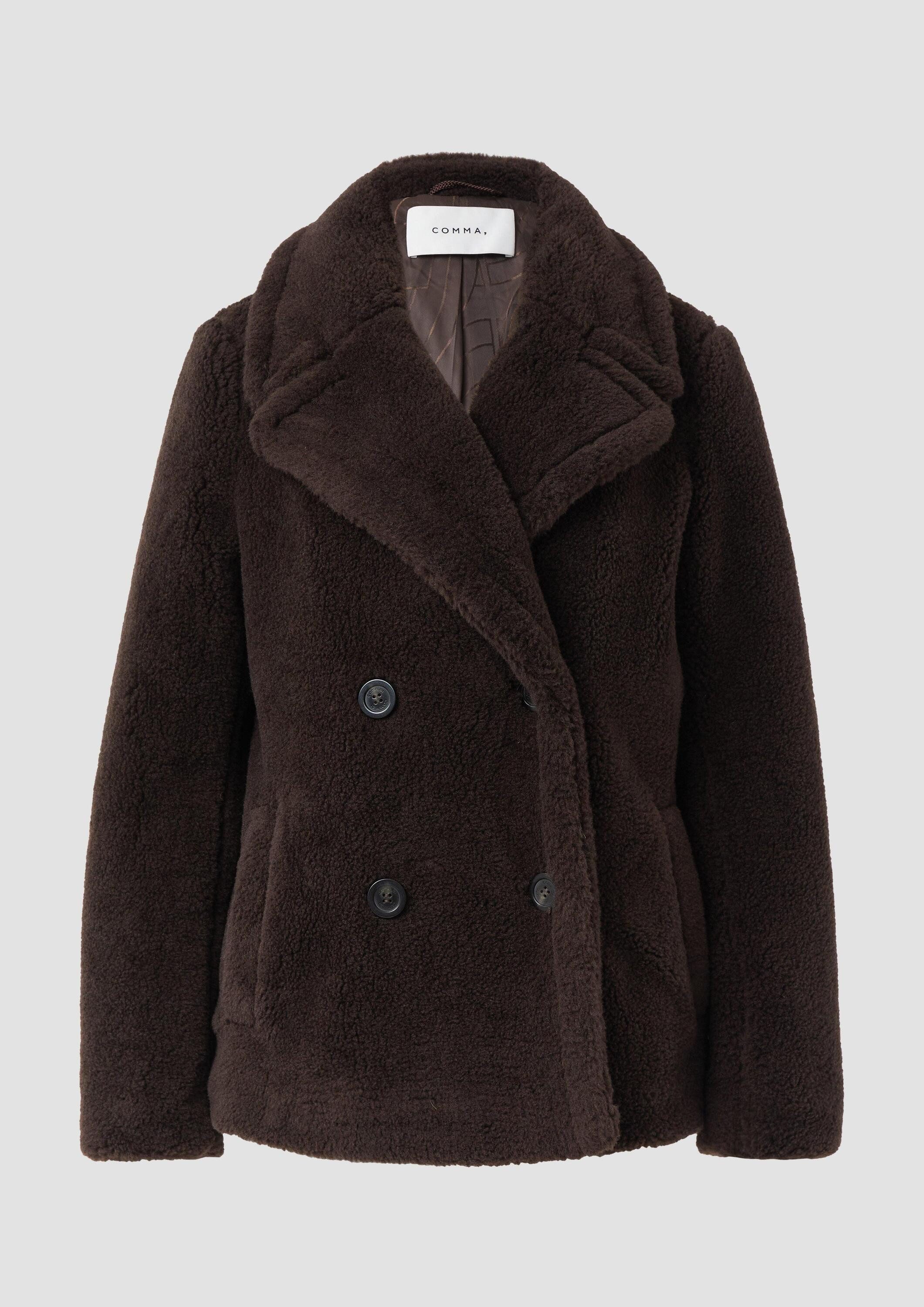 comma Winterjacke Outdoor-Jacke Jacke aus Teddyplüsch