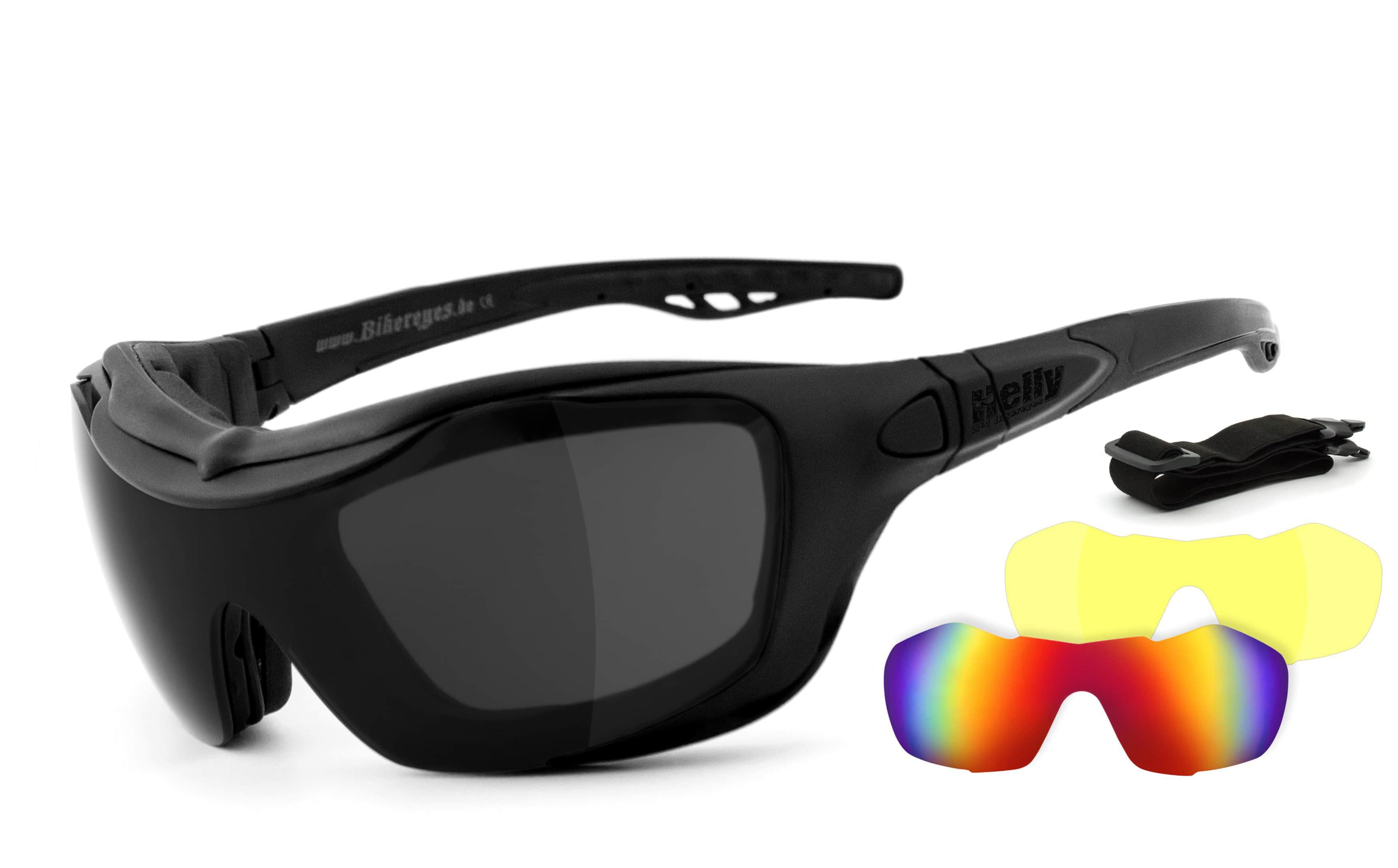Helly - No.1 Bikereyes Motorradbrille bandit 2, inkl. 3 Paar Wechselgläser, Band und Bügel