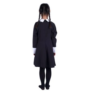 GalaxyCat Kostüm Wednesday Addams Kinder Kleid, Mädchen Schuluniform von Wednesday, Wednesday Addams Schuluniform für Mädchen