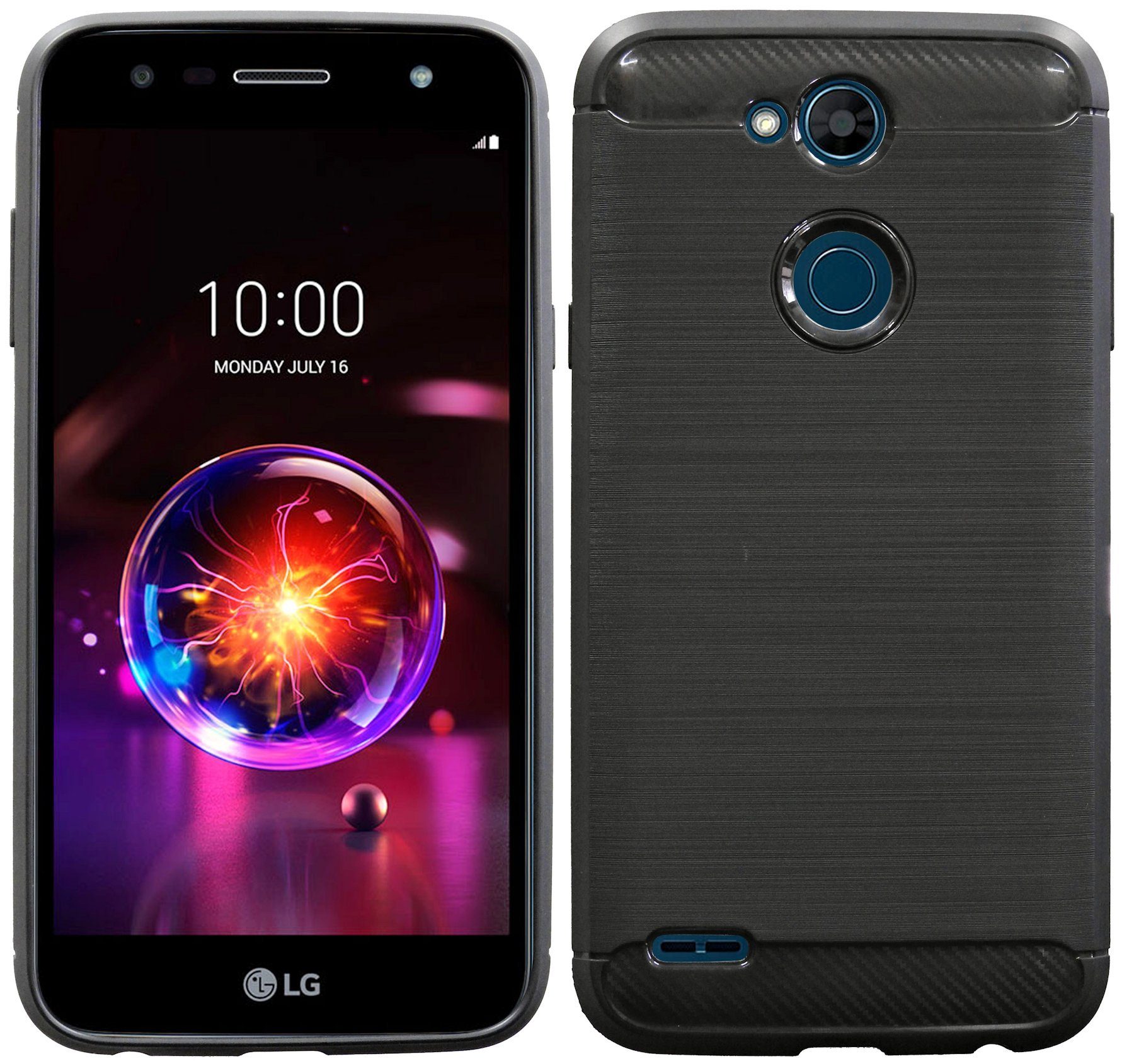 cofi1453 Handyhülle Silikon Hülle Carbon für LG X Power 3, Case Cover Schutzhülle Bumper