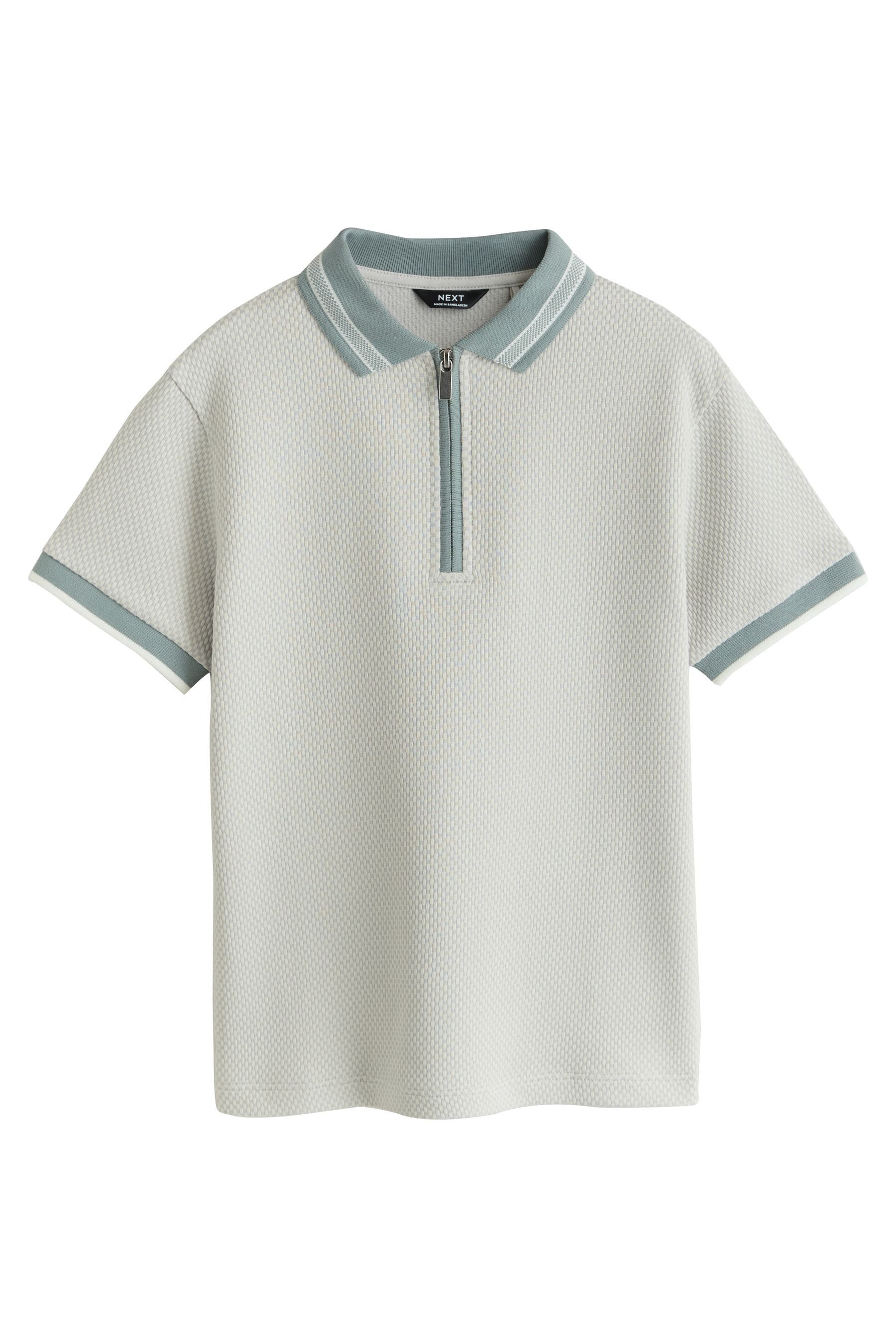 Poloshirt Kurzarm-Polohemd mit RV und Geo-Muster