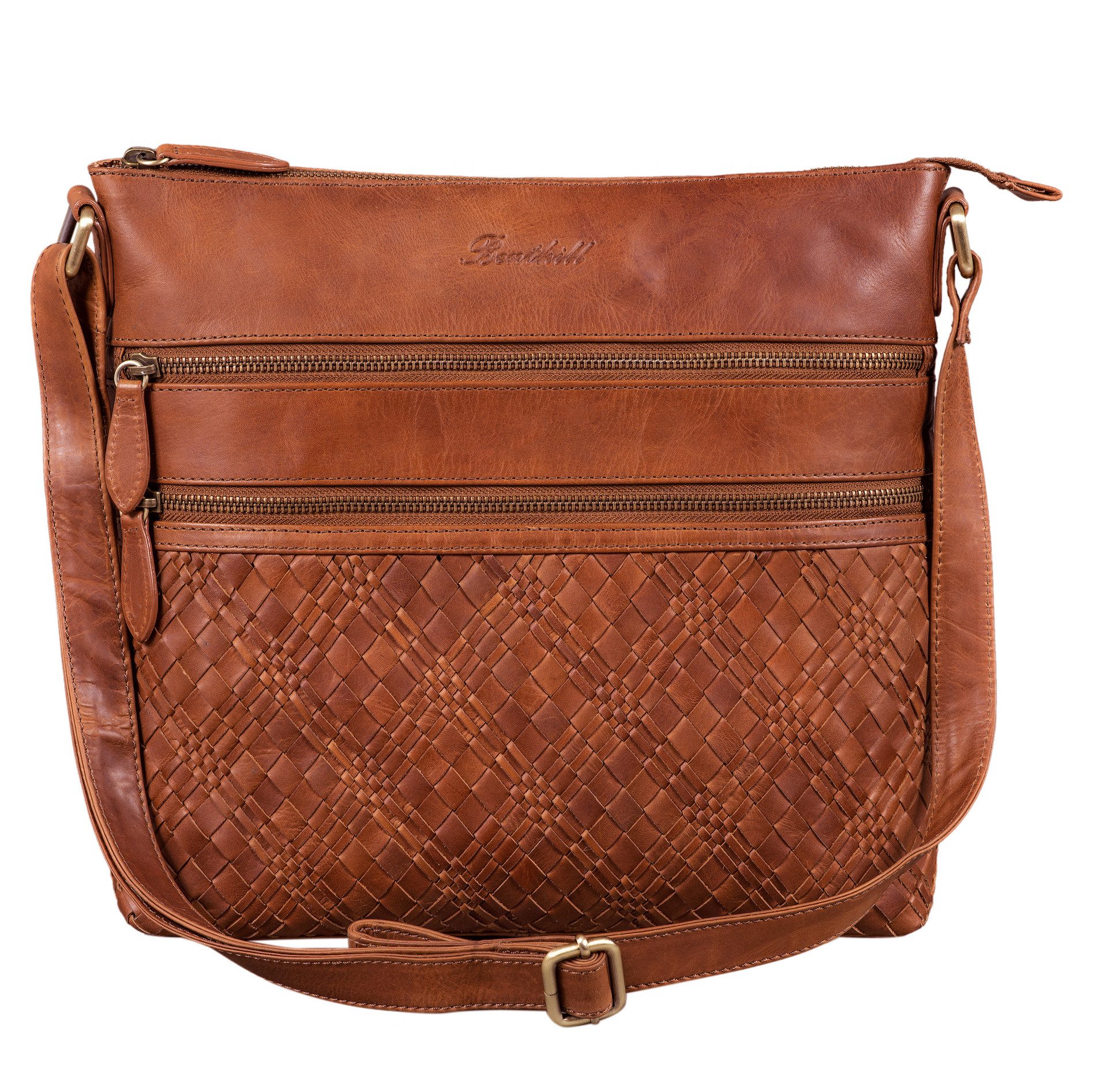 Benthill Umhängetasche Damen Echt Leder Schultertasche Frauen Handtasche Vintage Shopper Bag, Schultergurt / Umhängegurt Reißverschlussfach