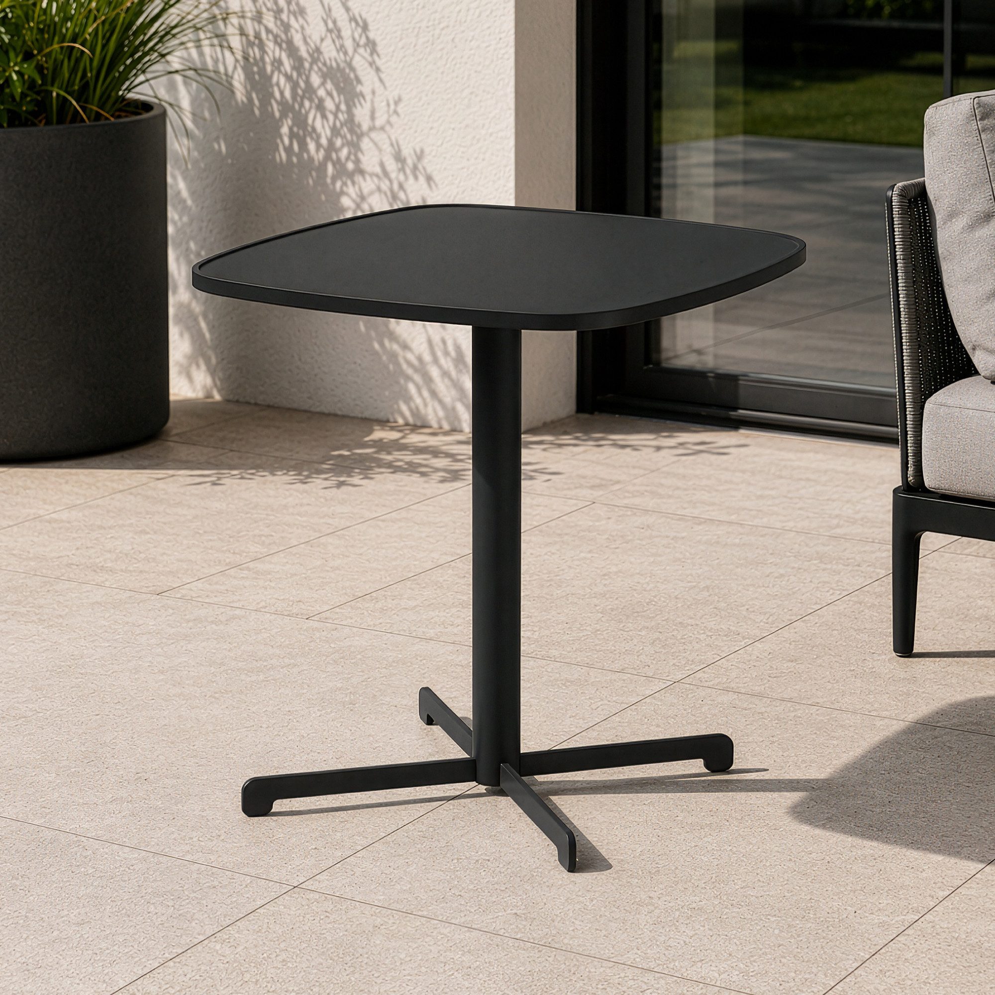 casa.pro Bistrotisch, »Foggia« 75 x 70 x 70 cm quadratisch wetterfest Stahl Anthrazitgrau