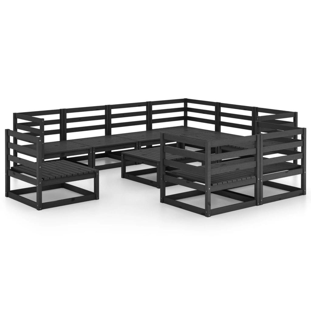 Kiefer, Schwarz (1-tlg) Garten-Lounge-Set 10-tlg. Gartenlounge-Set Massivholz vidaXL