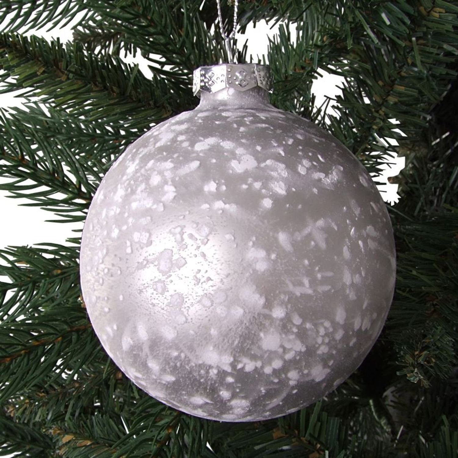 BURI Weihnachtsbaumkugel Glas-Weihnachtsbaumkugeln 2 Stück 9cm Christbaumkugel Adventsdeko Baum silber