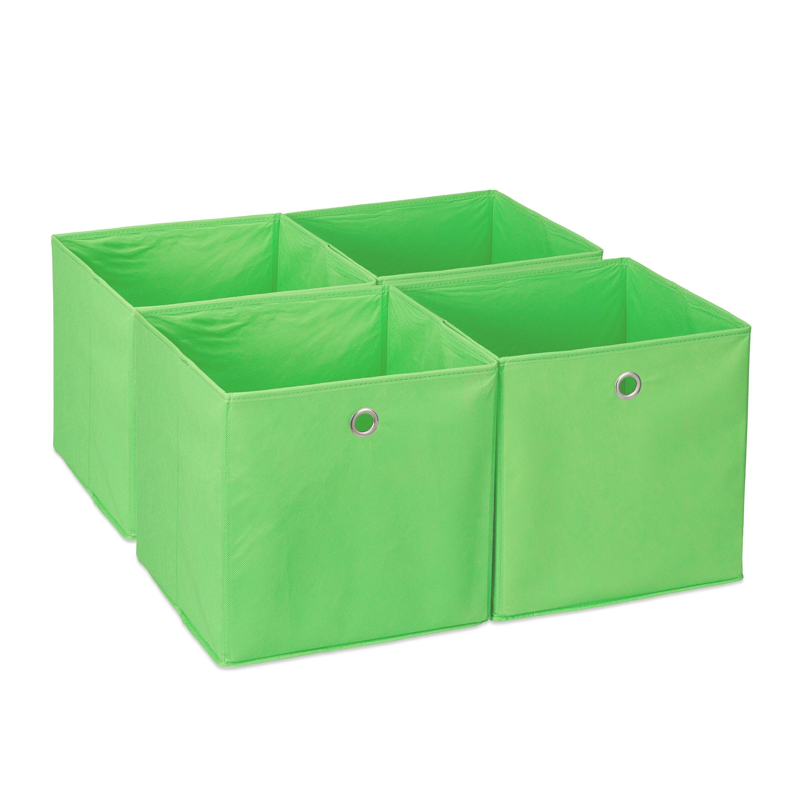 relaxdays Aufbewahrungsbox Aufbewahrungsbox im 4er Silber Grün Set, Grün