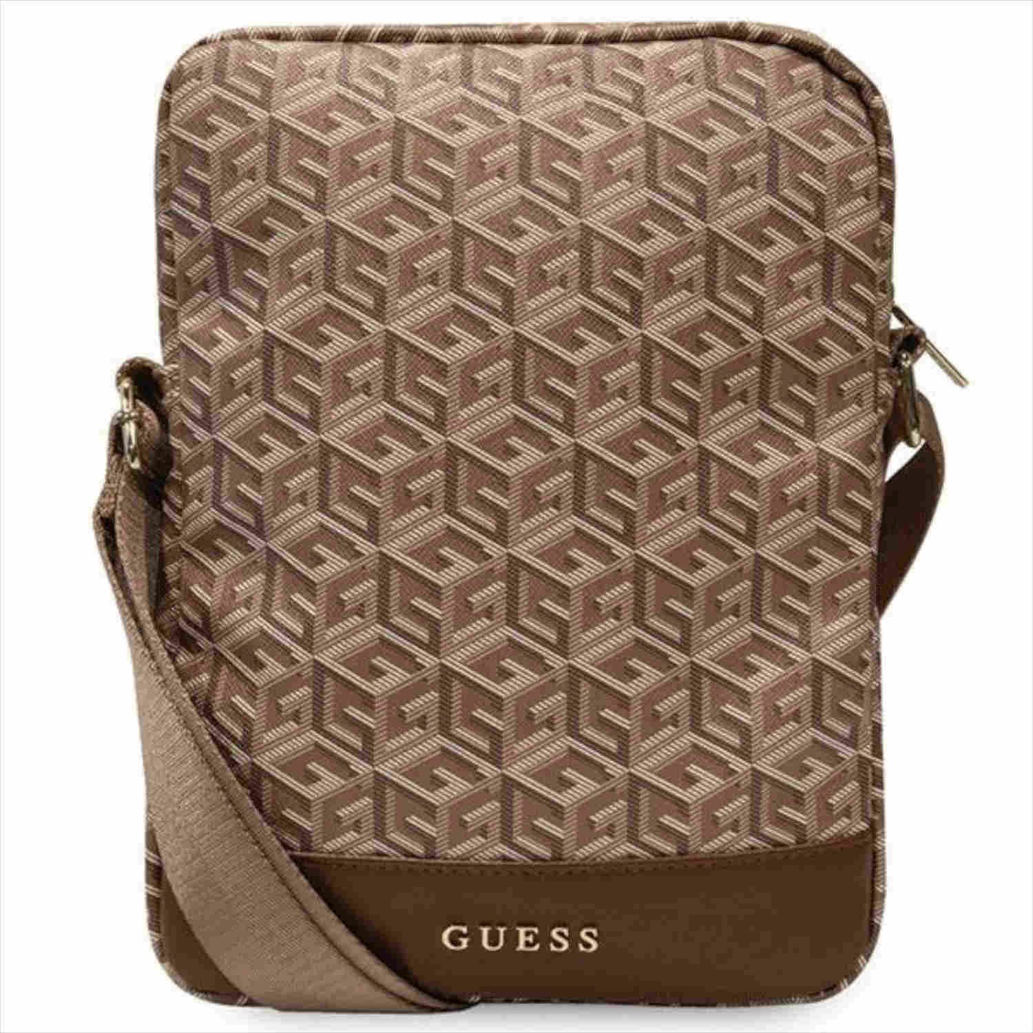 Tablet-Hülle Guess Universelle Tasche Tragetasche Umhängetasche GCube Stripe Braun