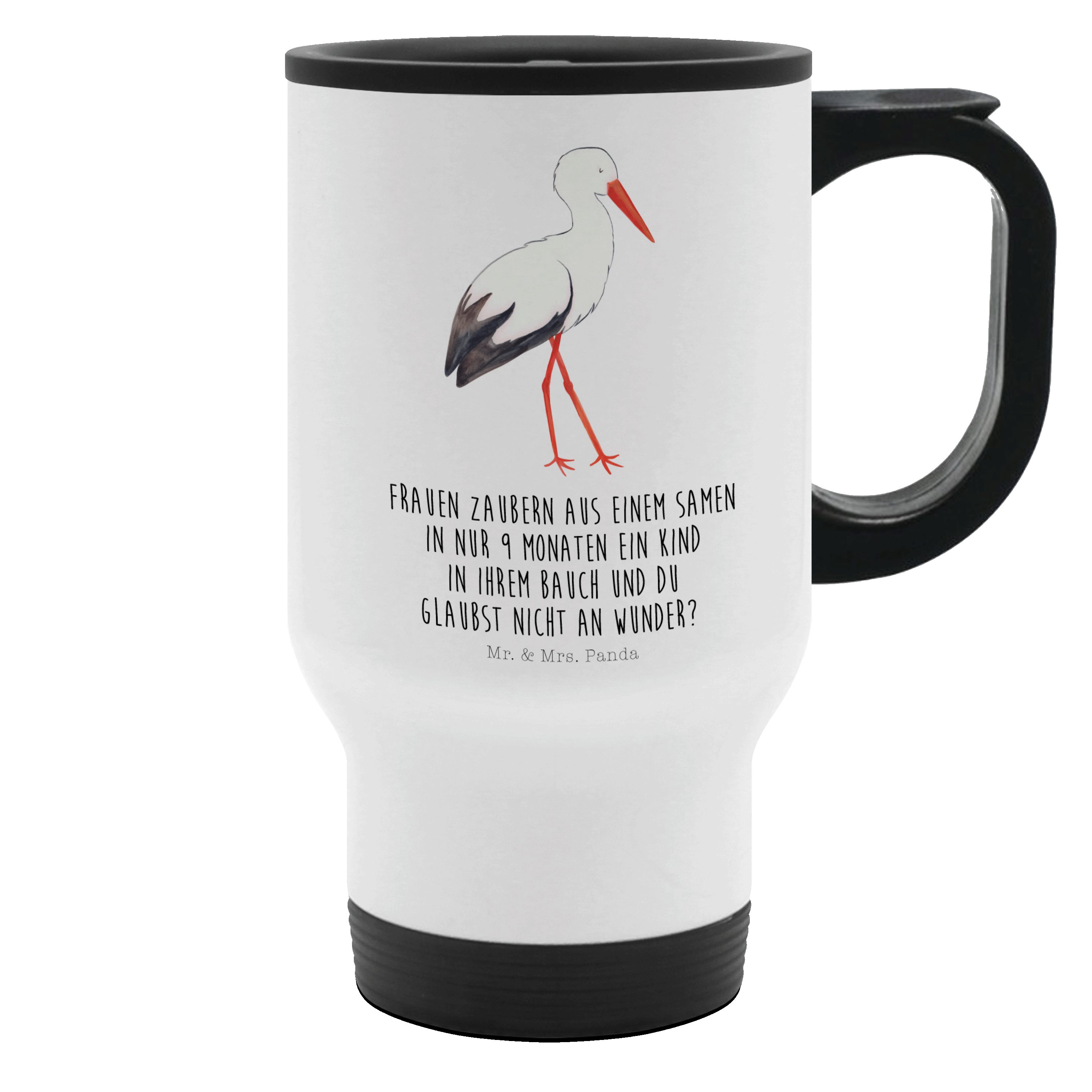 Mr. & Mrs. Panda Thermobecher »Storch Weiß Geschenk, Mutter werden