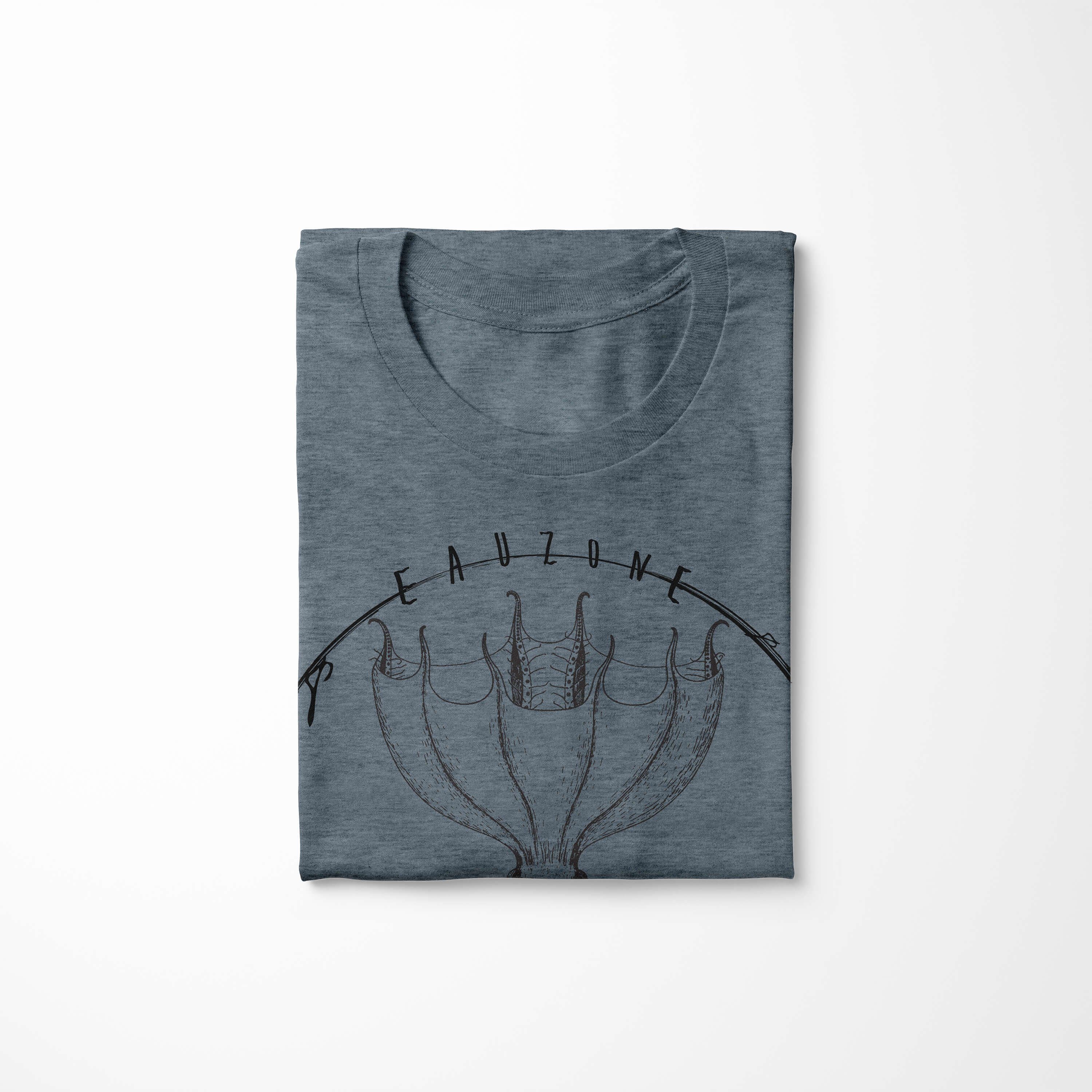 Creatures, Tiefsee / Fische Struktur Schnitt T-Shirt Serie: Sea T-Shirt - 062 Sinus feine Art sportlicher Sea Indigo und