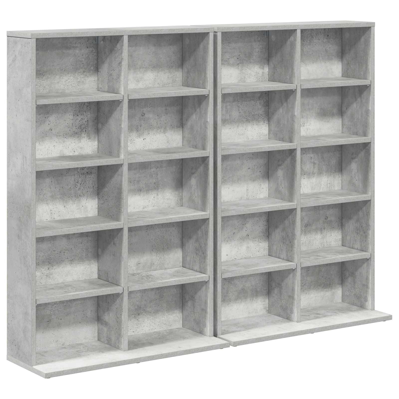 vidaXL Schranksystem CD Regal 2 Stk. Betongrau 65 x 23,5 x 97,5 cm Holzwerkstoff (2-St)