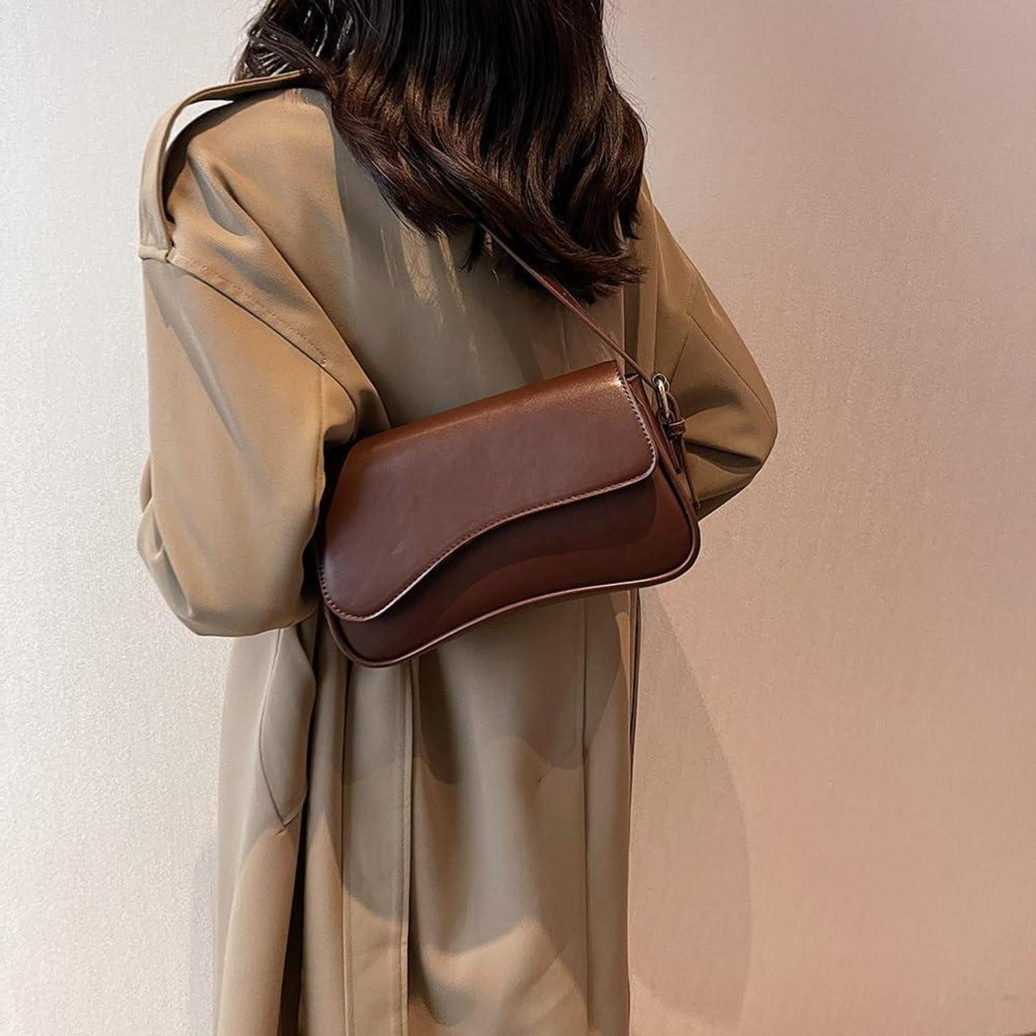 LuxusKollektion Hobo Handtasche Hobo Leder Reißverschluss Klein Vintage Y2K Damen A-coffee