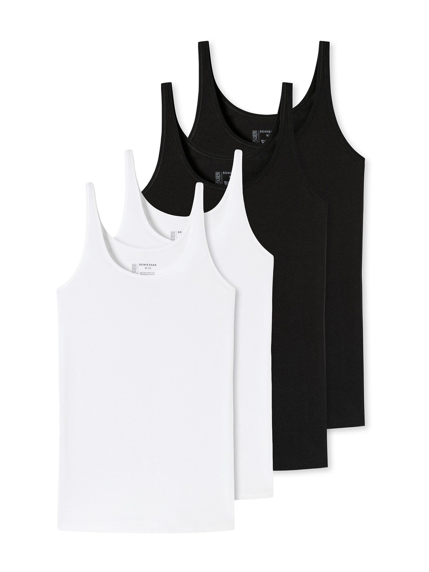 Schiesser Tanktop 95-5 Serie (4-tlg) Trägertop, Muskelshirt, Ärmelloses Shirt
