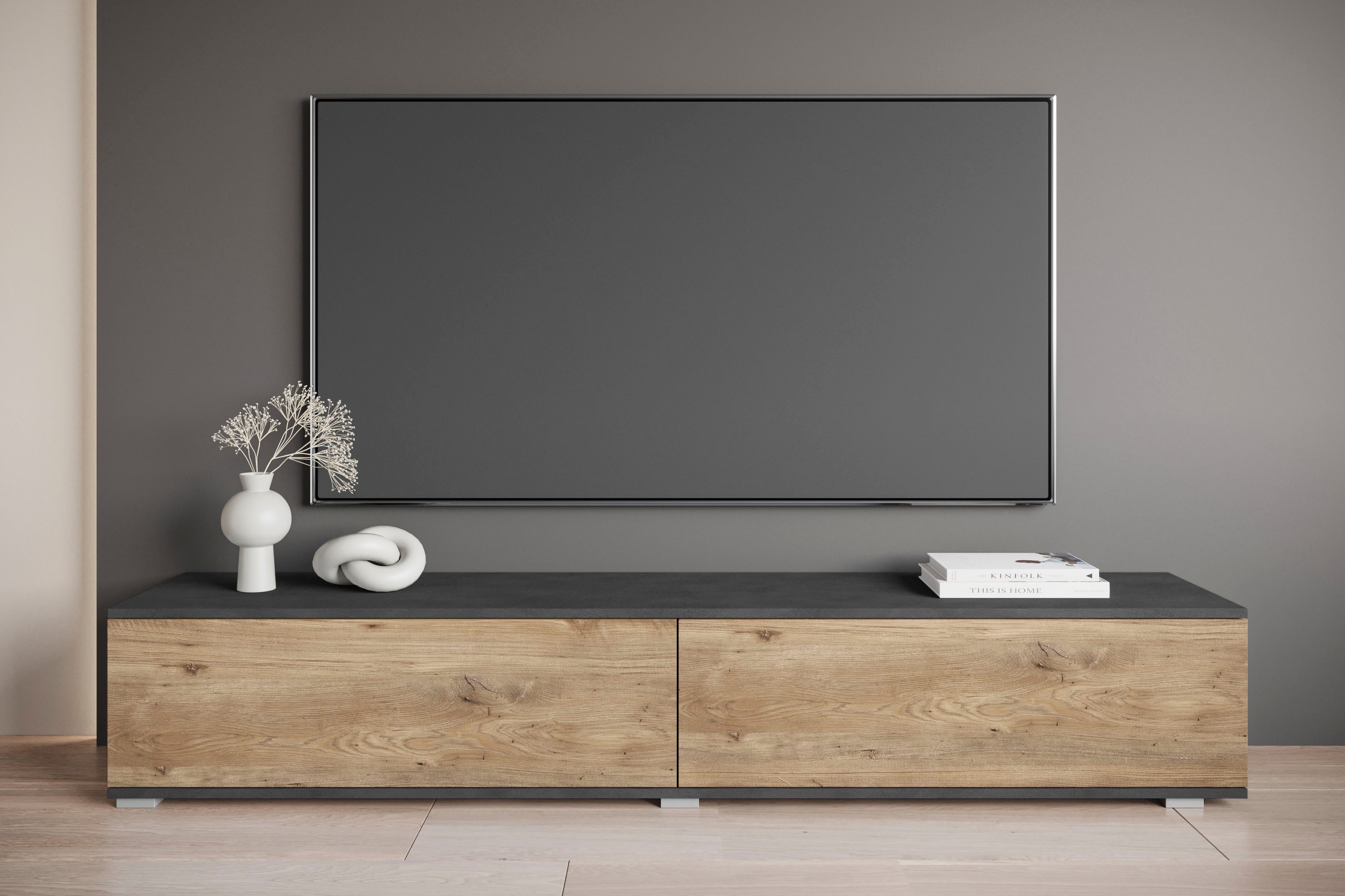OTTO home Lowboard Kenia (1 St), 2 Klappen – flexibel hängend oder stehend montierbar