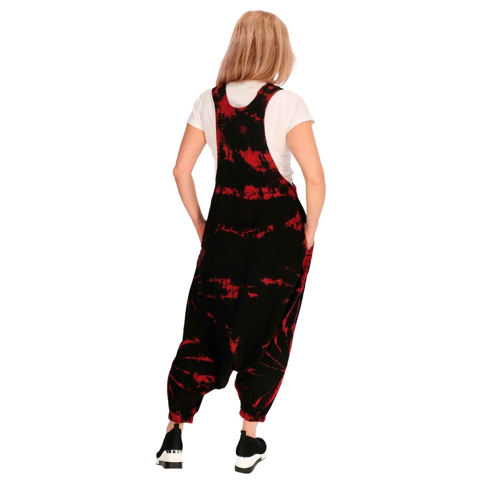 KUNST UND MAGIE Latzhose Tie Dye Batik Latzhose Haremshose Hose Psy 70er Boho Jumpsuit Bunt