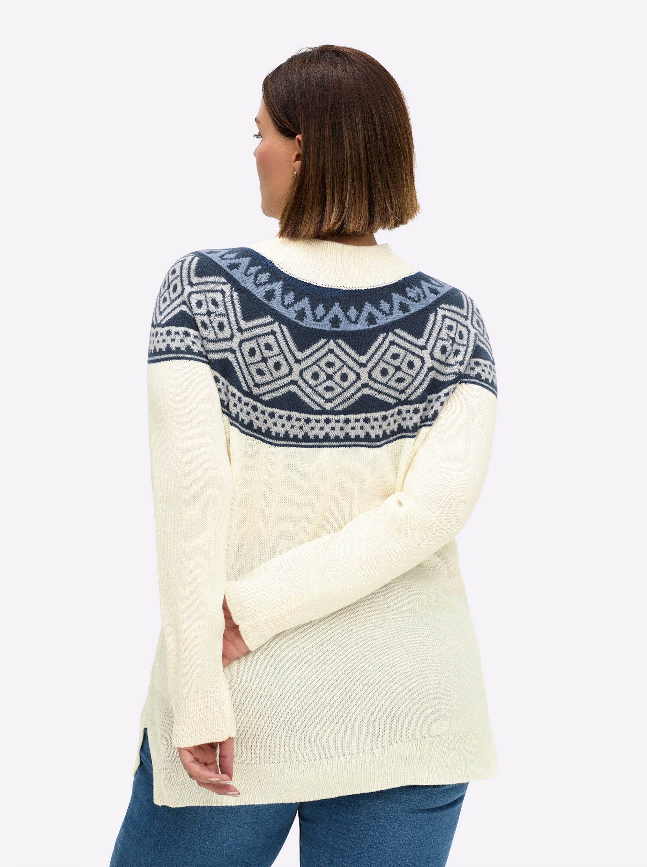 Sieh an! Strickpullover Longpullover Langarm Jacquard, Jersey