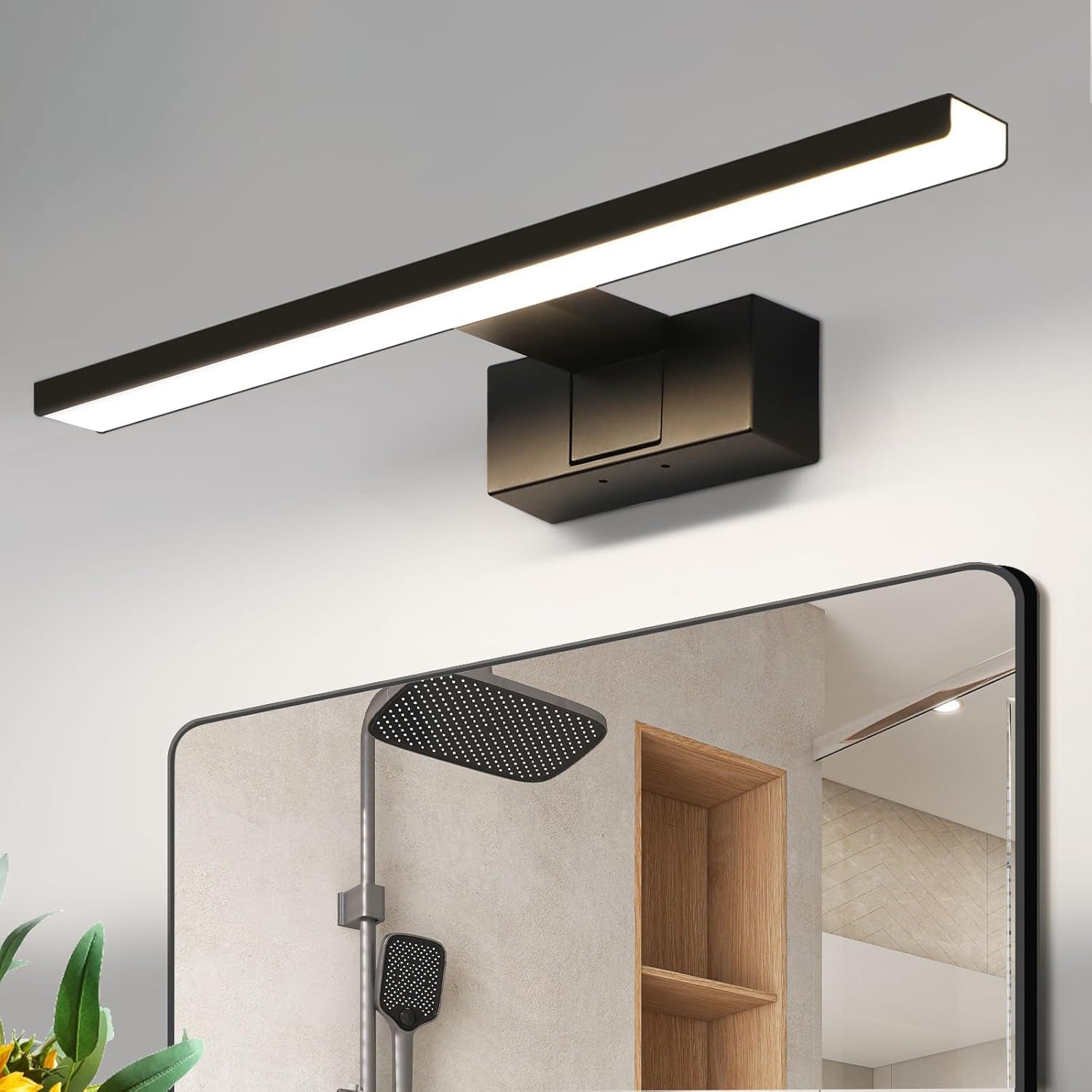 ZMH LED Spiegelleuchte Badezimmer Schwarz 30/40/60CM günstig online kaufen