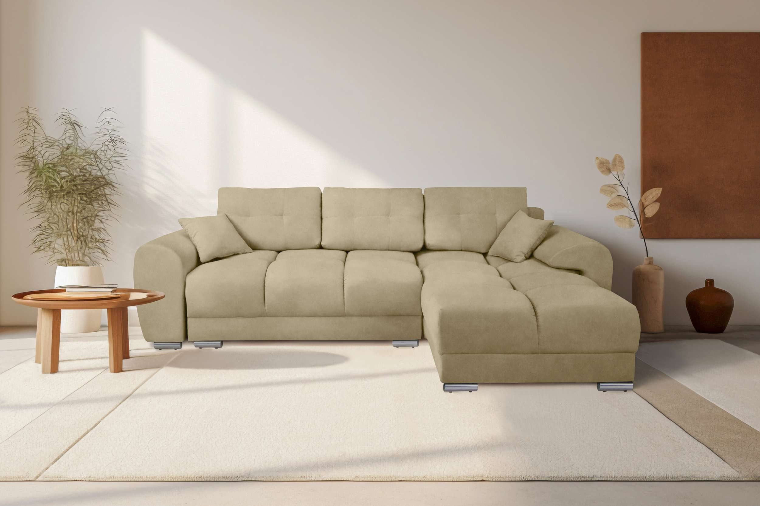 99rooms Ecksofa Adam, Sofa L-Form, Eckcouch, mit Bettfunktion, Bettkasten, inkl. 2 Zier- und 3 Rückenkissen