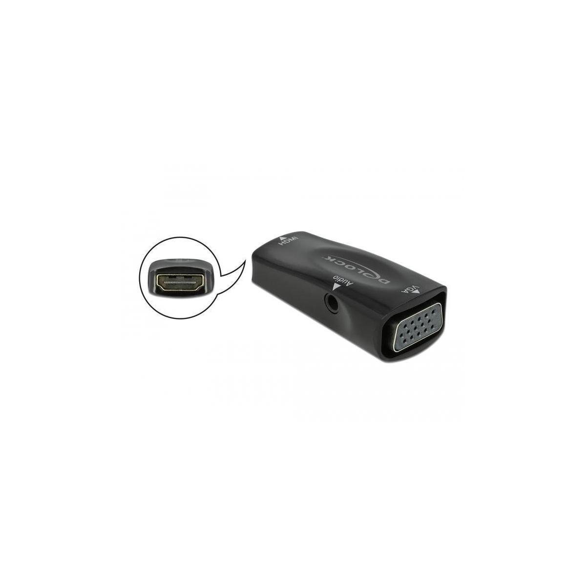 1080p HDMI Computer-Kabel, Delock HDMI-A VGA Adapter mit HDMI-A, zu Audio Buchse Buchse