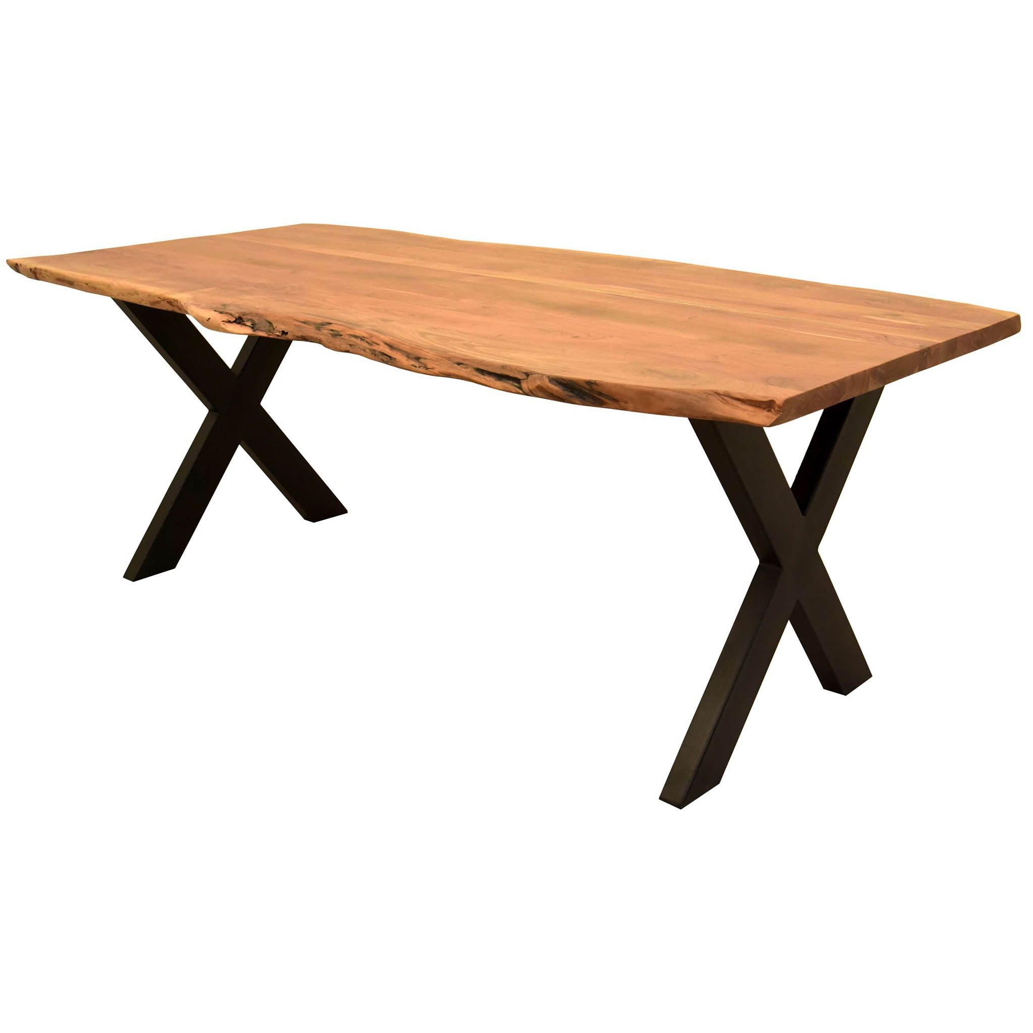 bene living Baumkantentisch Catania - 200 x 100 cm - Akazienholz (Indoor-Möbelset, 1-St., bis zu 8 Plätze), Massivholz - Gestell in X-Form - 35 mm Tischplatte