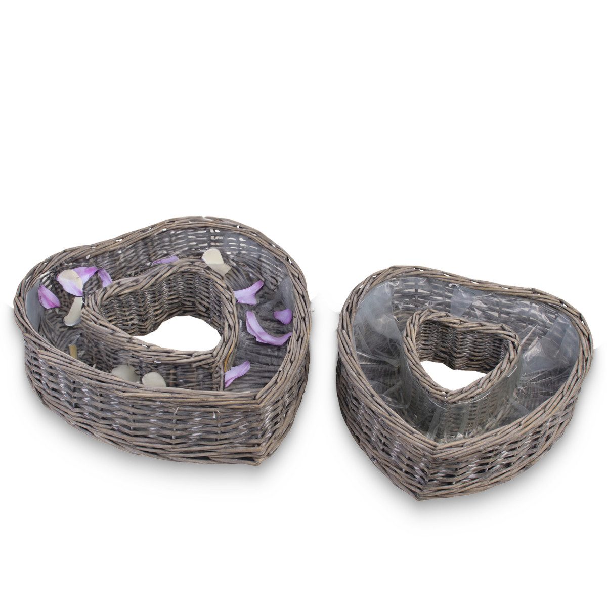 matches21 HOME & HOBBY Blumentopf Herz Pflanz-Schalen für außen runde Pflanzherzen grau 35, 40 cm (1 St), Blumen-Körbe als Pflanz-Körbe, Blumen-Schalen und Grabschmuck