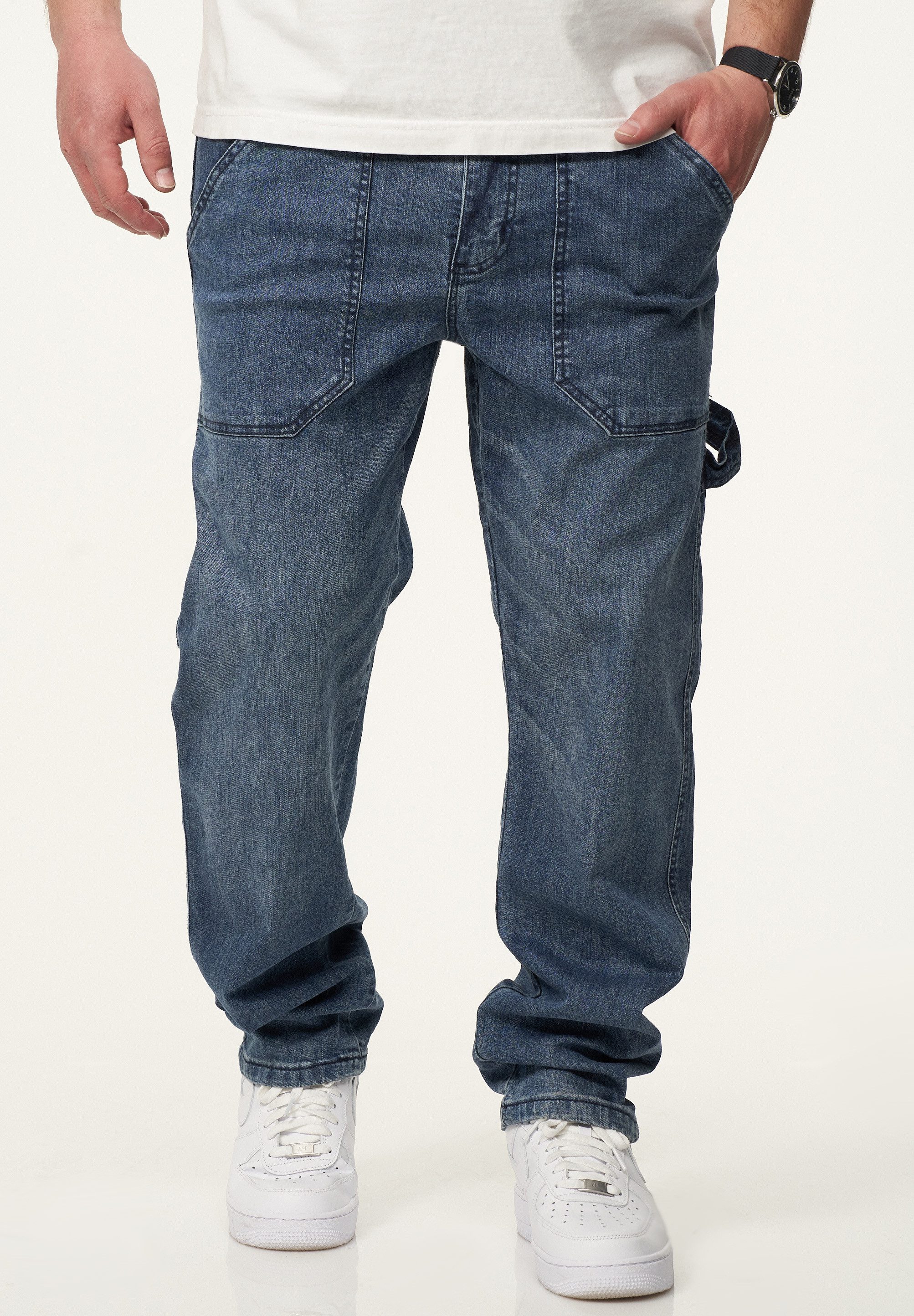 DAILY COTTON Straight-Jeans Hose im Carpenter-Stil - Regular-Fit Workwear Herren Freizeithose Denim Stoffhose - Pants