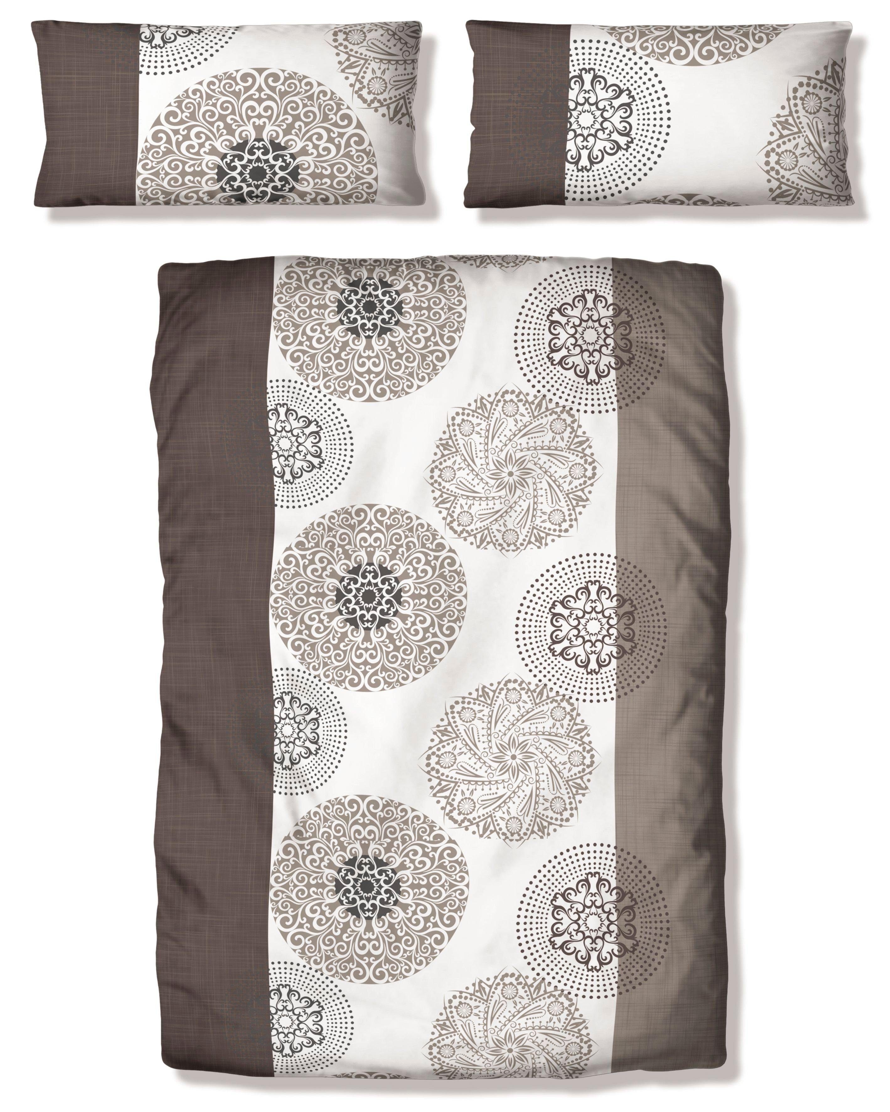 Bettwäsche Cison in Gr. 135x200 oder 155x220 cm, my home, Linon, 2 teilig, florale Bettwäsche aus Baumwolle taupe
