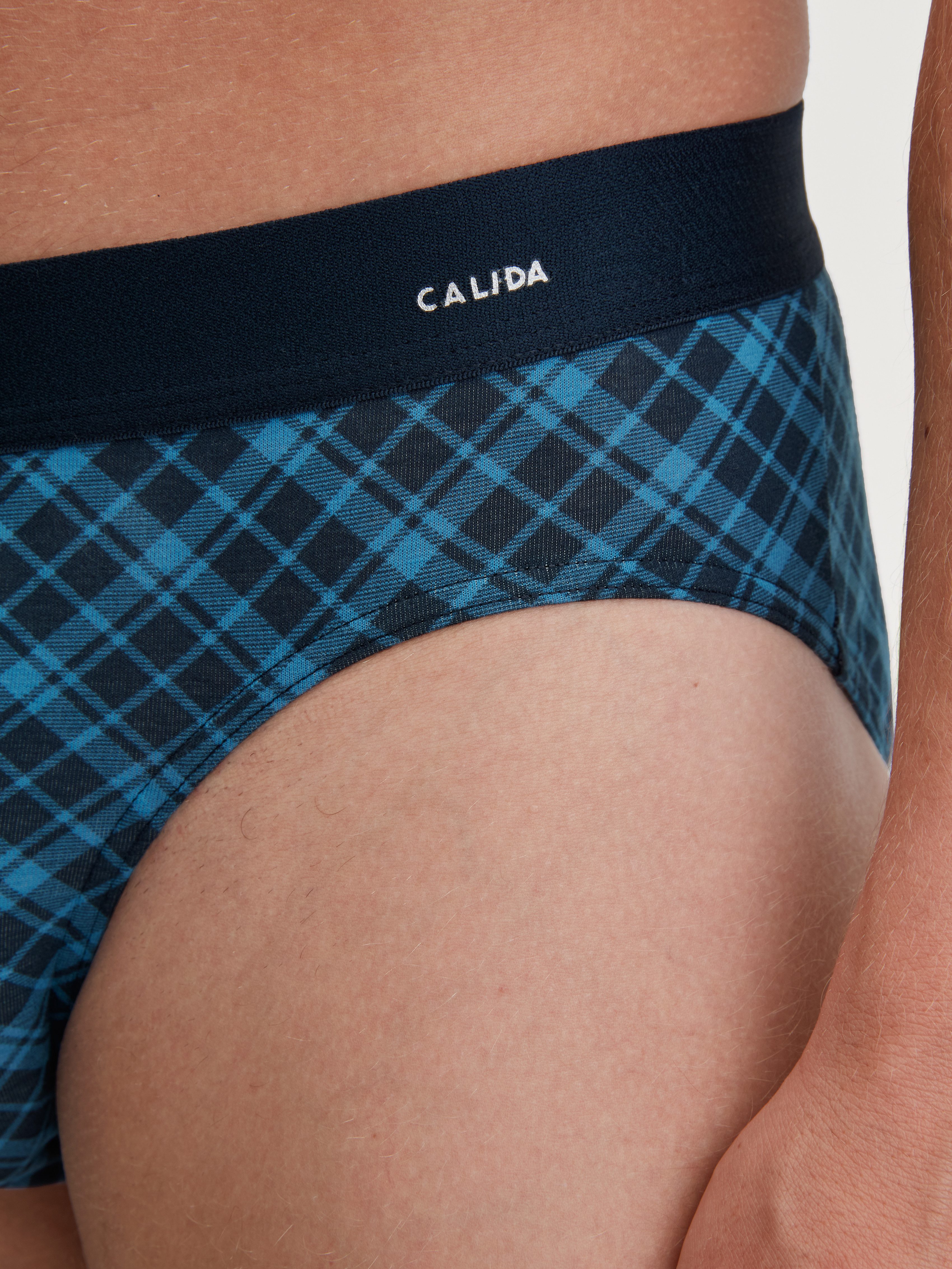 CALIDA Minislip Cotton Code Design breiter Bund, mit Druck, eng, kurz, mit Logo, Baumwollmix