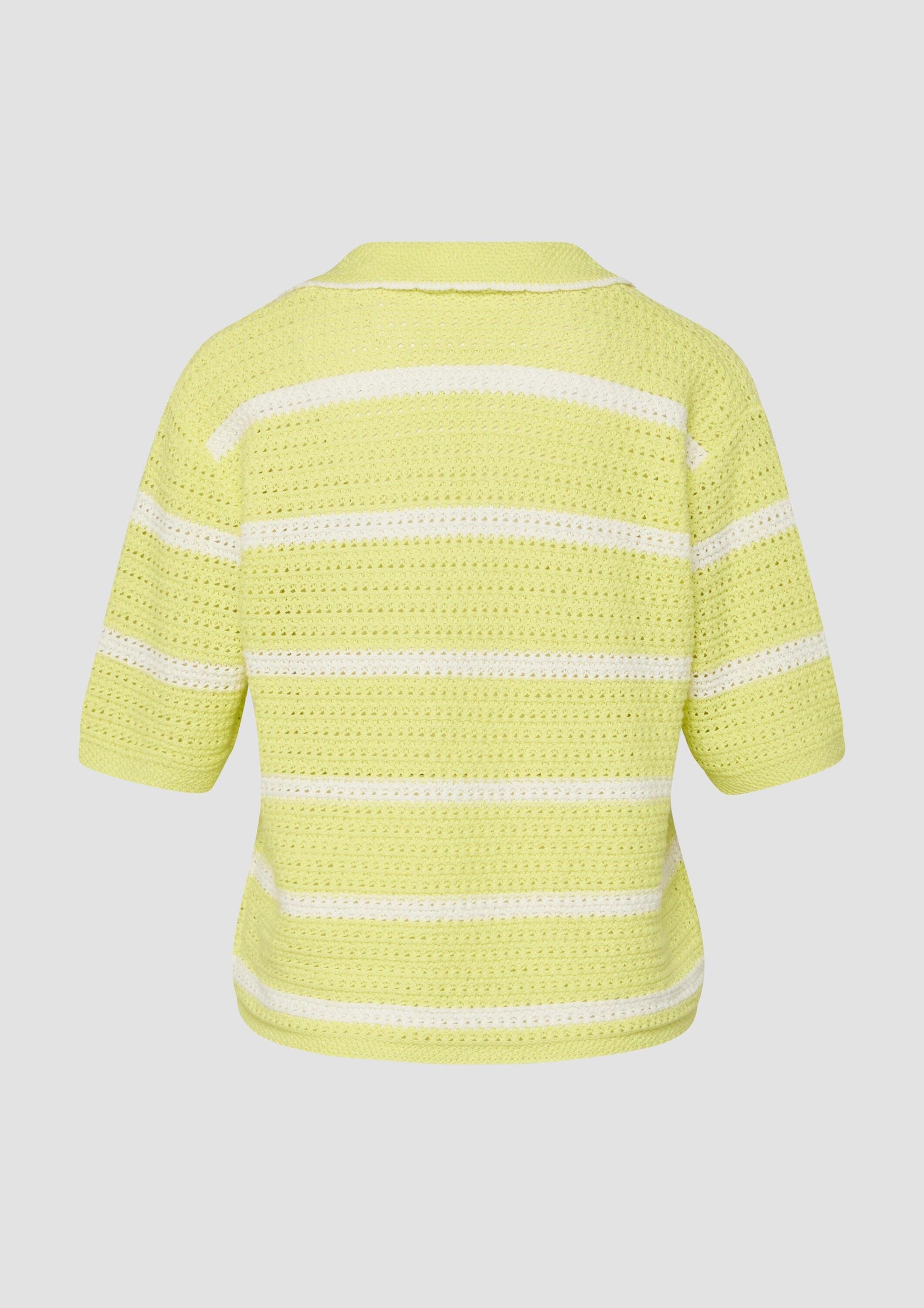 s.Oliver Kurzarmpullover Strickpullover Strickpolo mit V-Ausschnitt im Relaxed Fit