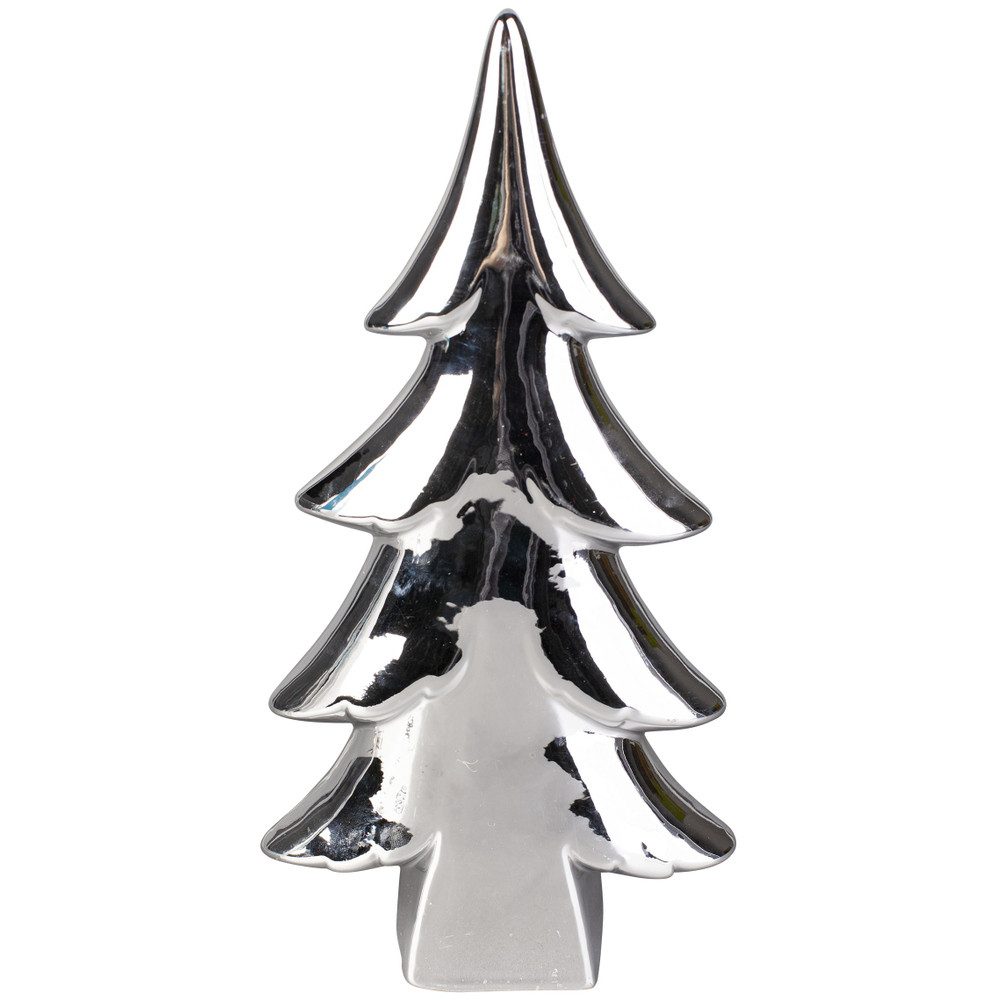 MICA Weihnachtsfigur Baum - aus Keramik - 13,5 x 6 x 26,5 cm - silber