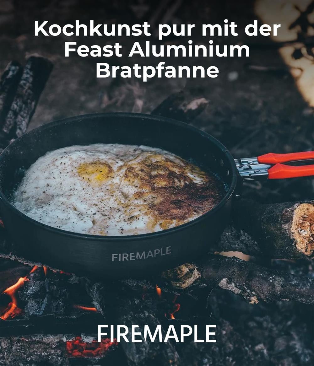 FireMaple Bratpfanne Feast FP Campingpfanne aus harteloxiertem Aluminium – 0,9 Liter, Aluminium (Campingpfanne, 1-tlg., Einzelne Campingpfanne), Antihaft-Beschichtung, faltbarer Griff, ultraleicht